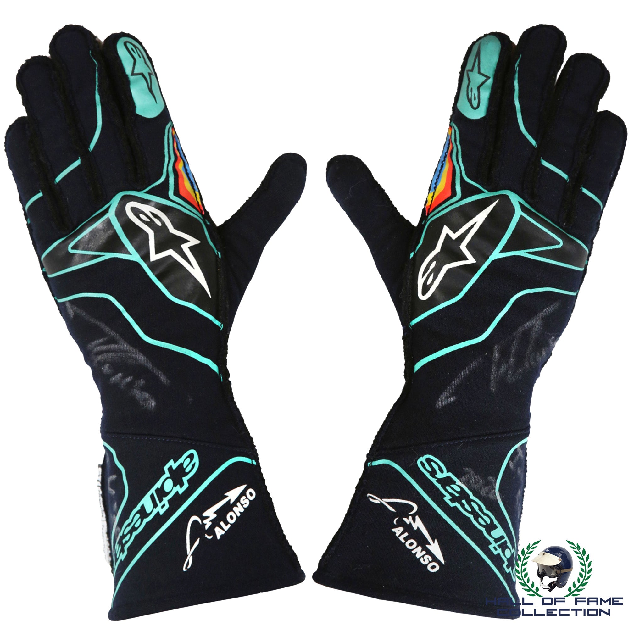 2020 Fernando Alonso Signed Used Indy 500 Arrow McLaren SP Alpinestars Gloves