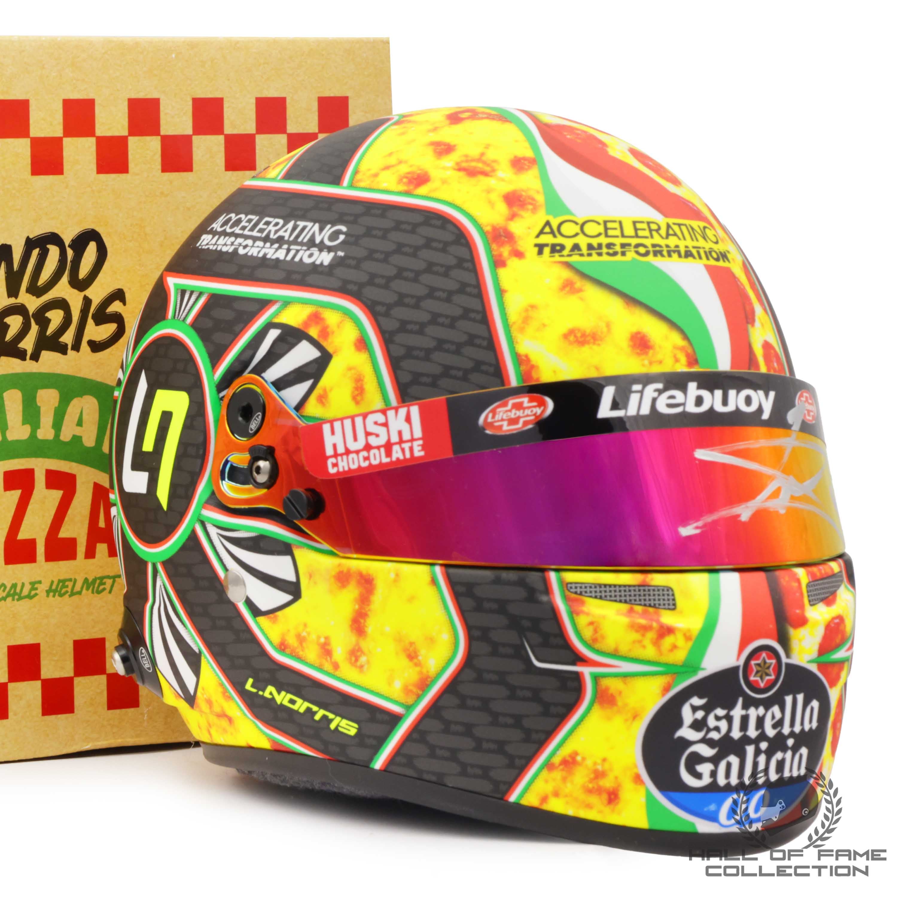 2020 Lando Norris Signed Monza GP “Pizza” Bell 1:2 Scale F1 Helmet