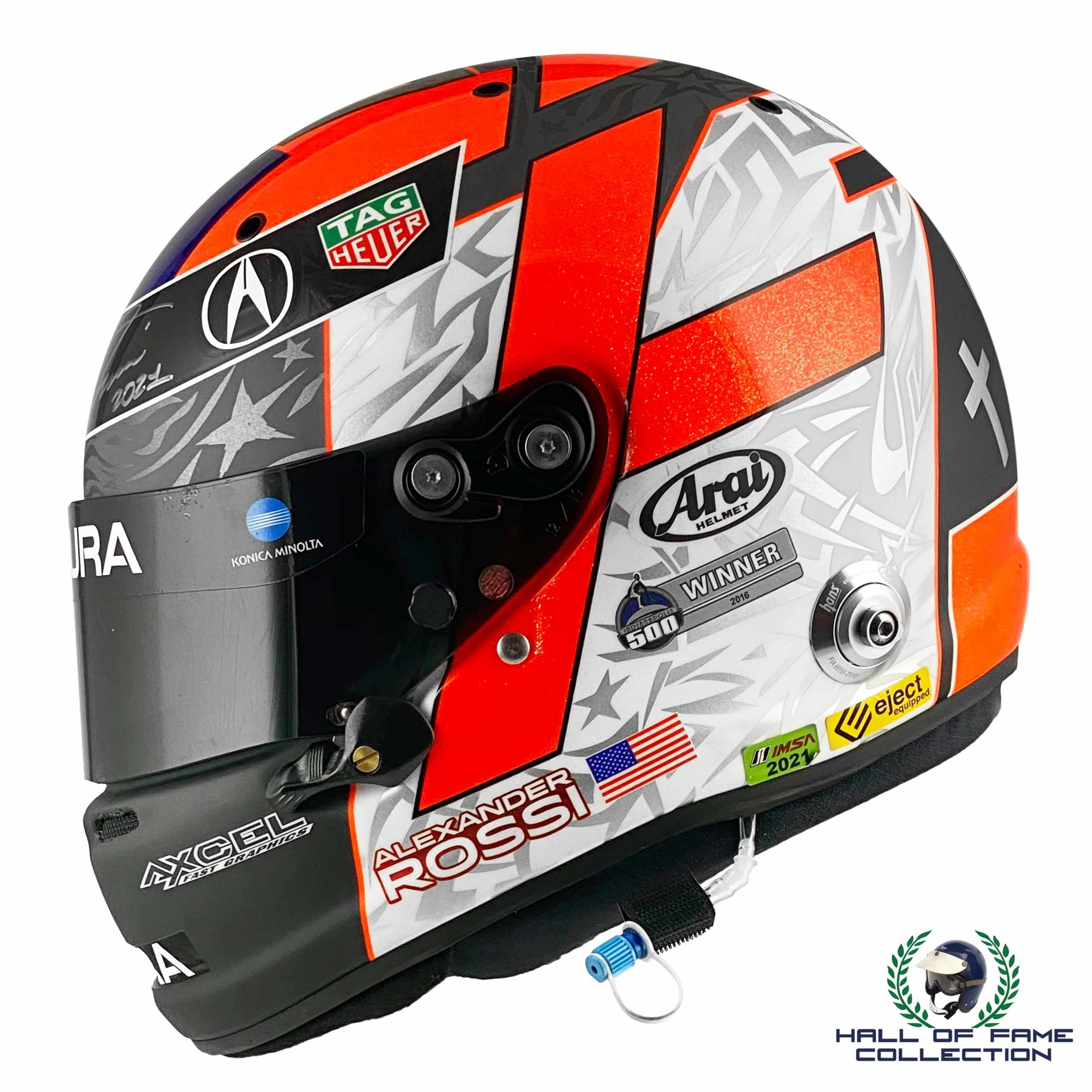 2021 Alexander Rossi Signed Race Used Acura Arai GP-7 Rolex 24 Winning Helmet