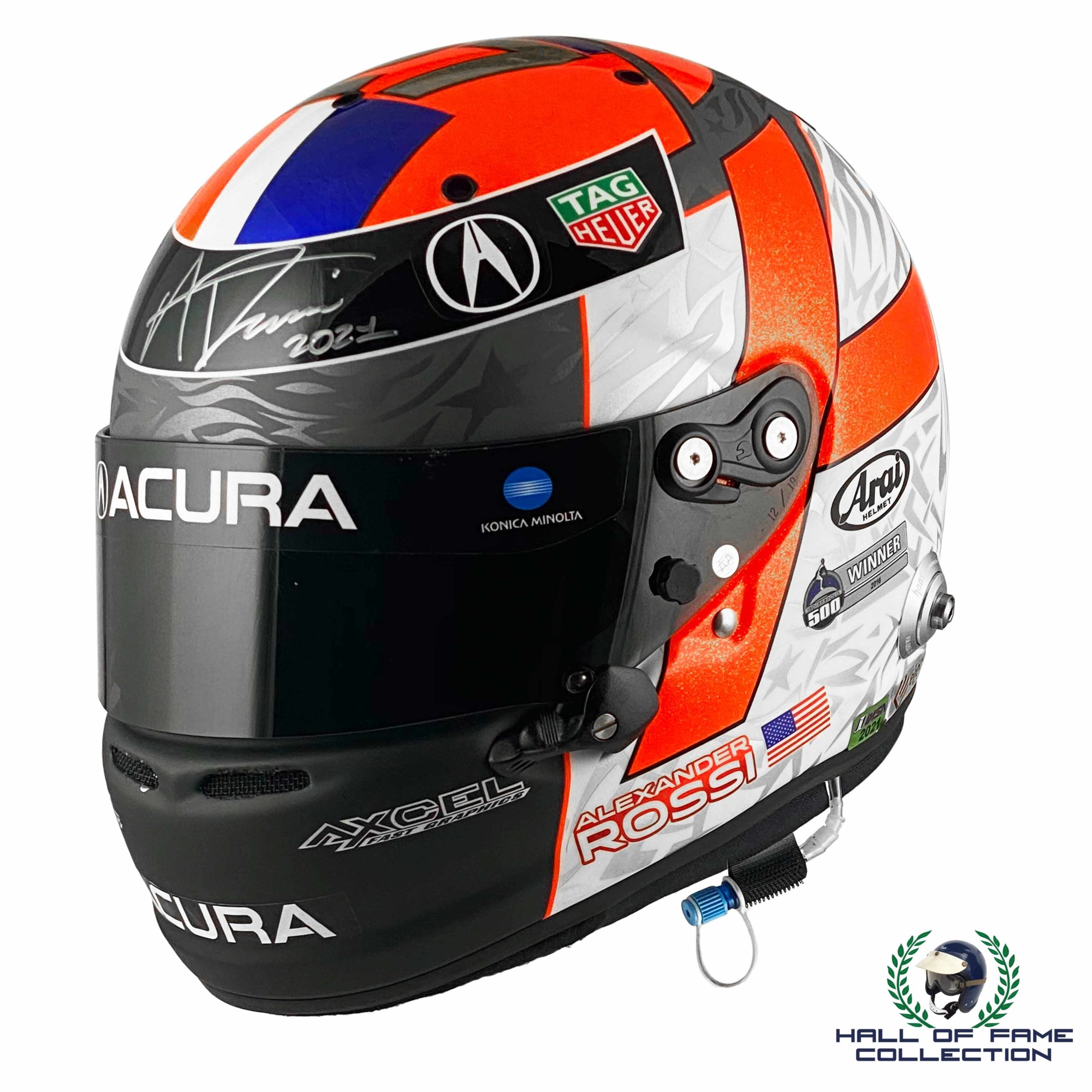 2021 Alexander Rossi Signed Race Used Acura Arai GP-7 Rolex 24 Winning Helmet