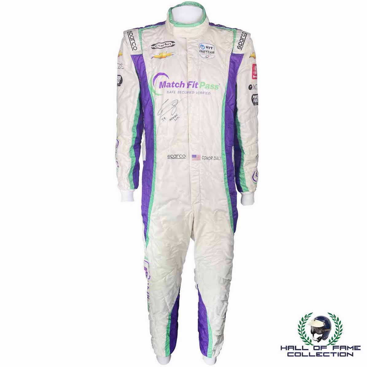 2021 Conor Daly Signed Race Used Carlin Racing Gateway Sparco IndyCar Suit