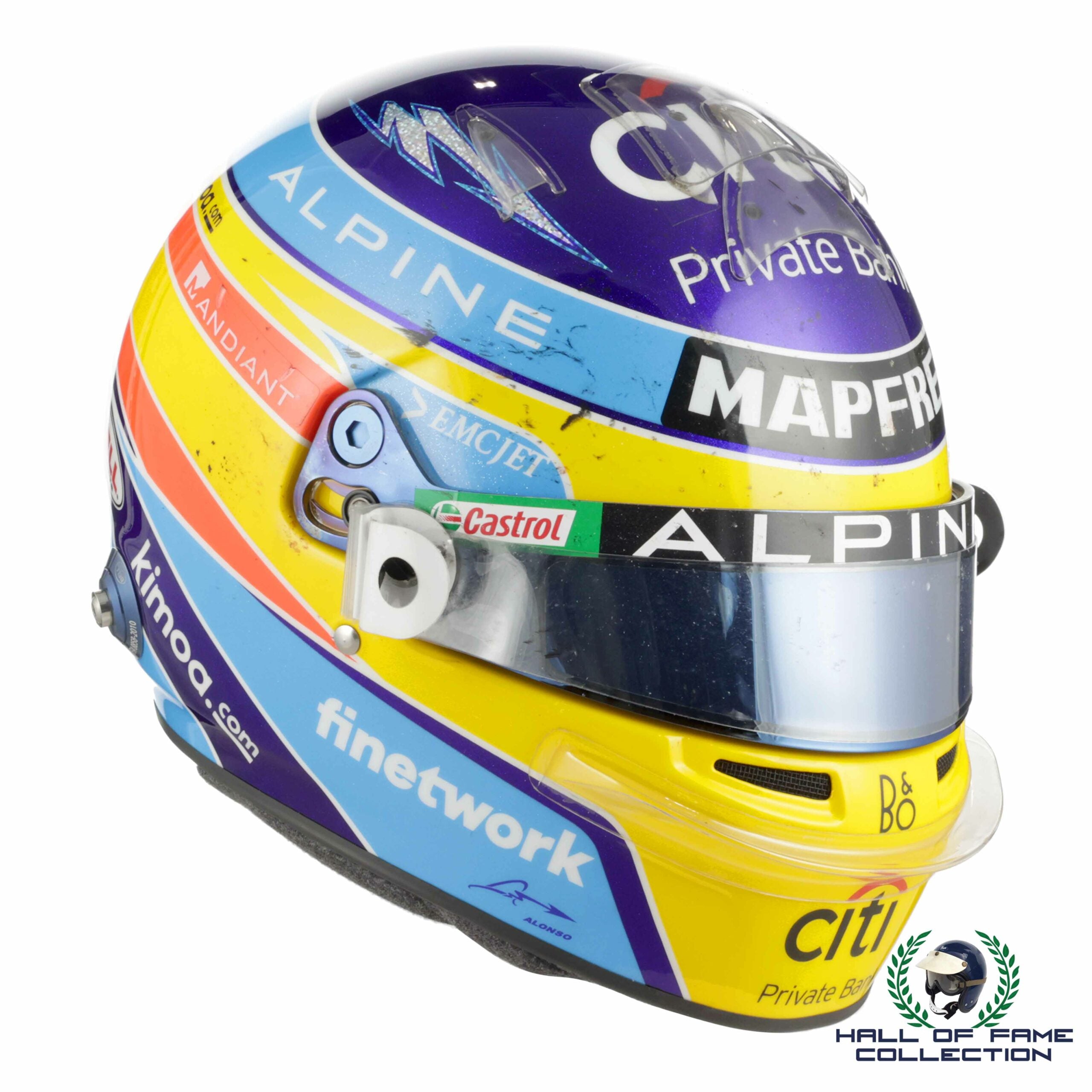 2021 Fernando Alonso Signed Race Used Dutch Grand Prix Bell HP 77 Alpine F1 Helmet