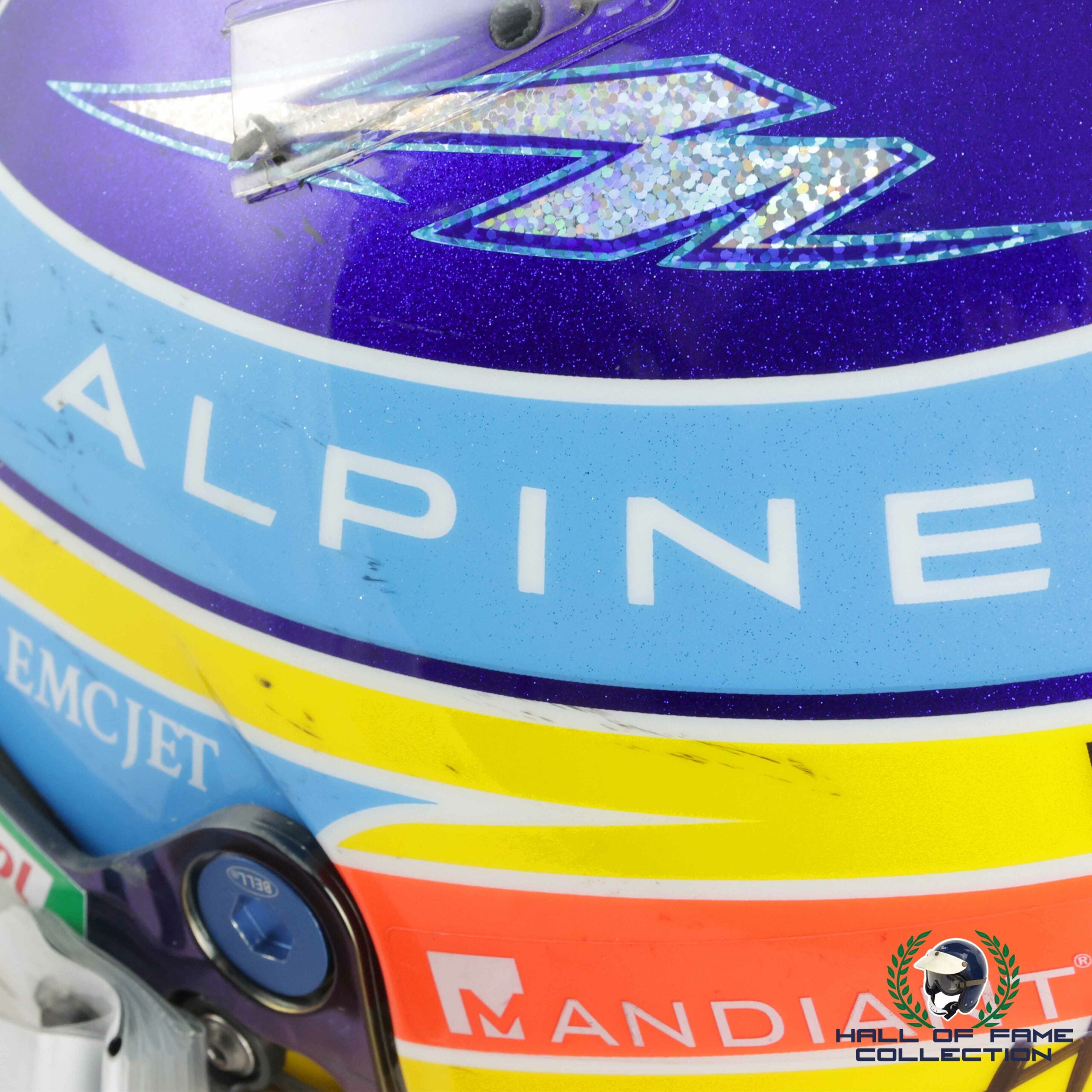 2021 Fernando Alonso Signed Race Used Dutch Grand Prix Bell HP 77 Alpine F1 Helmet