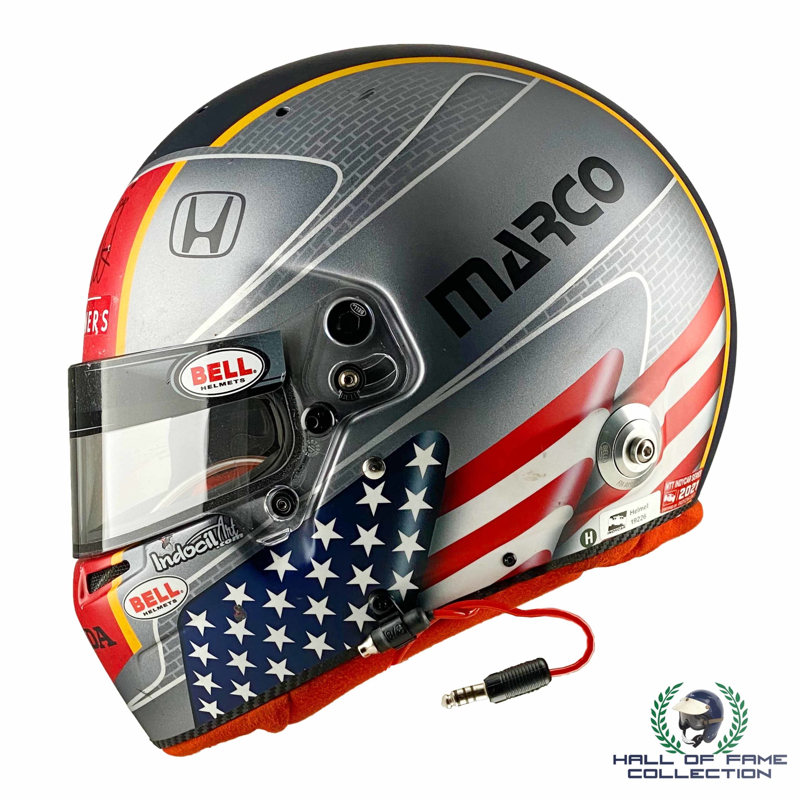 2021 Marco Andretti Signed Indy 500 Used Andretti Autosport IndyCar Helmet