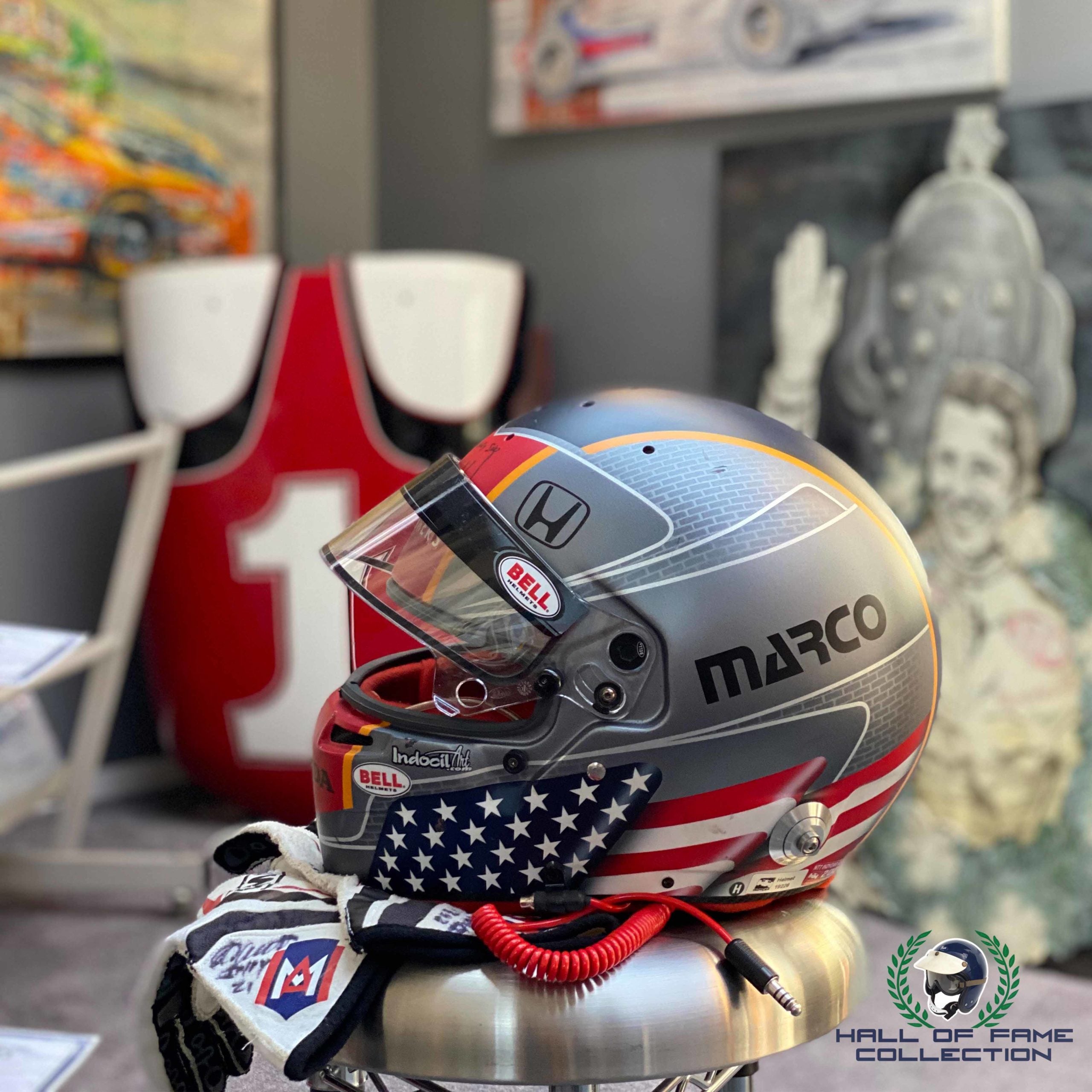 2021 Marco Andretti Signed Indy 500 Used Andretti Autosport IndyCar Helmet