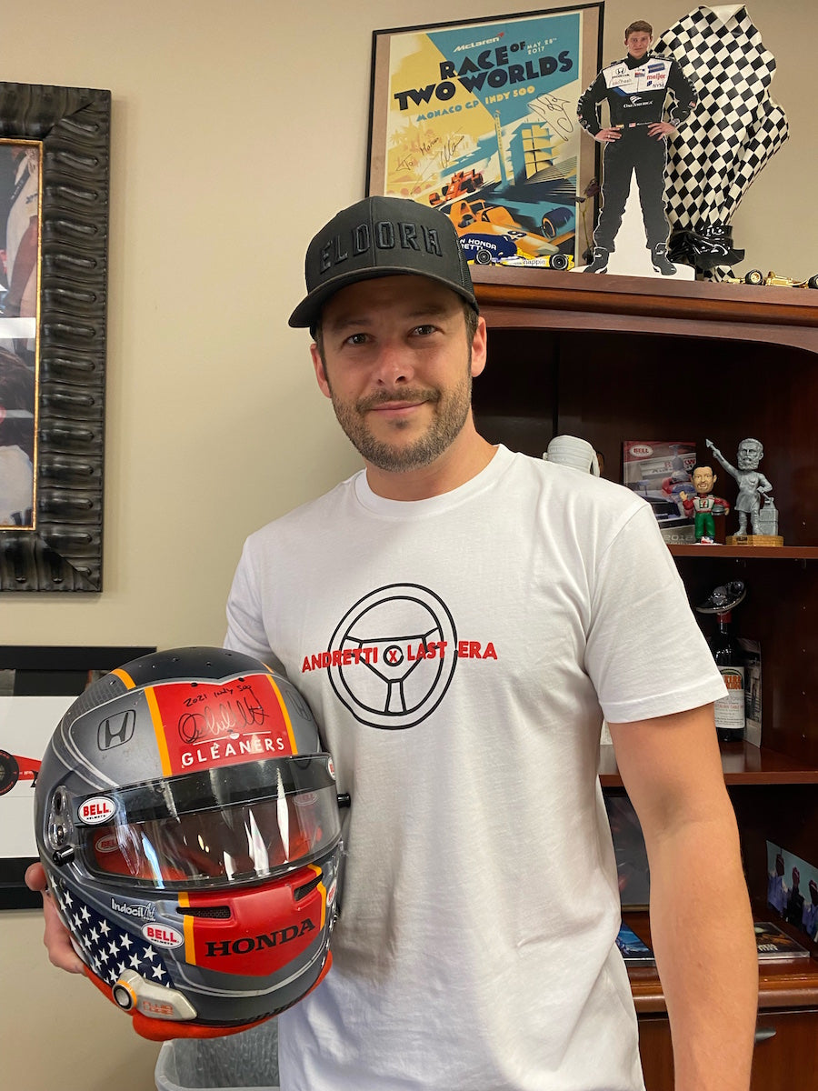 2021 Marco Andretti Signed Indy 500 Used Andretti Autosport IndyCar Helmet