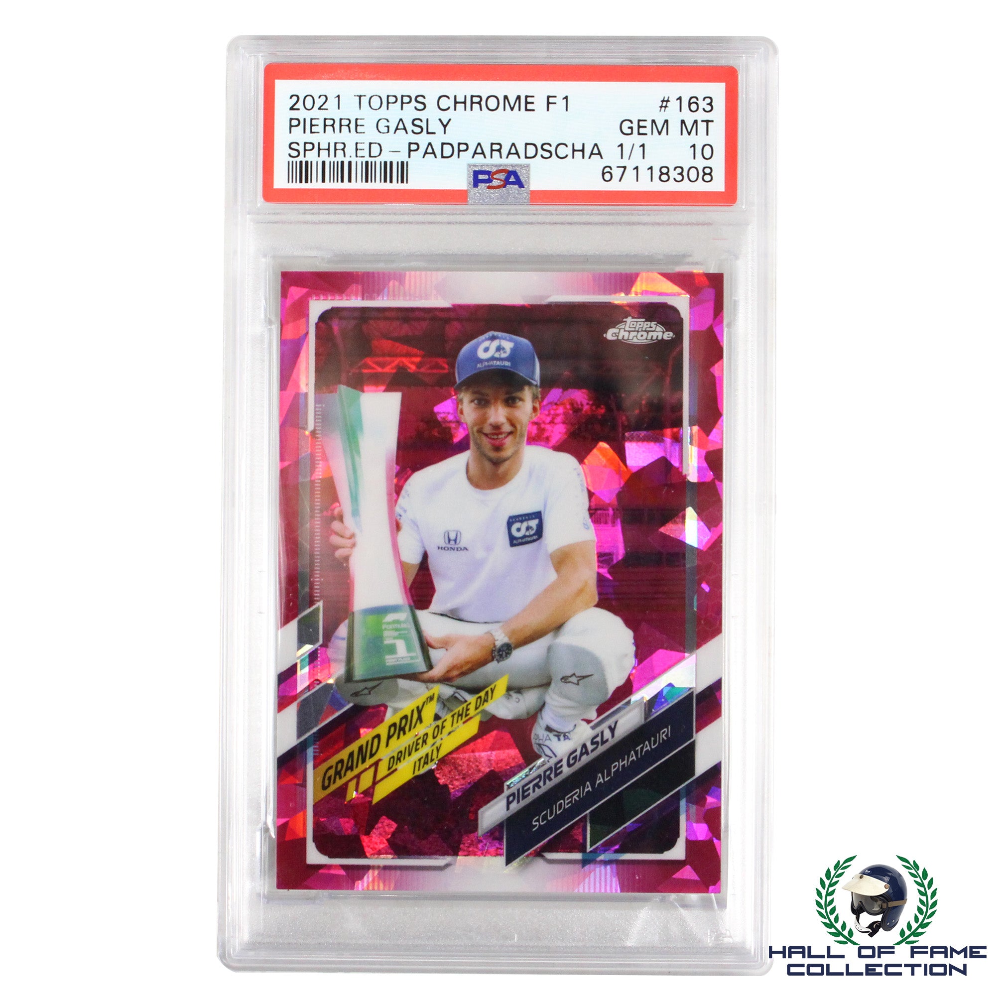 2021 Topps Chrome F1 Pierre Gasly Padparadscha #163, 1/1 GEM Mint 10