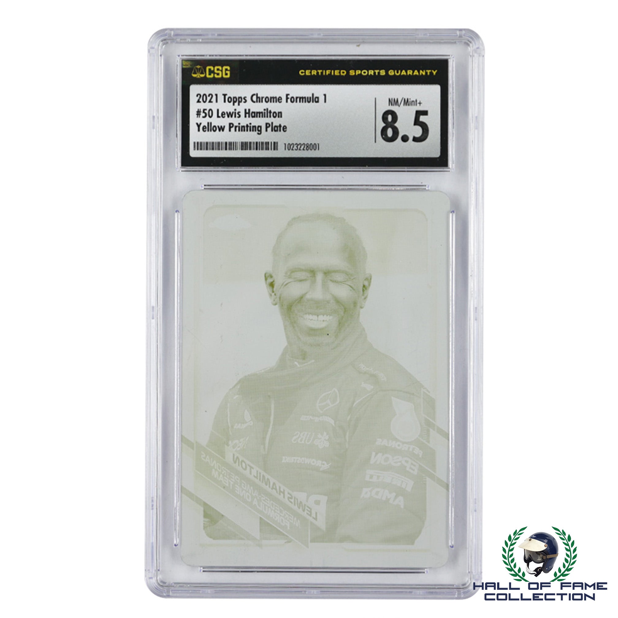 2021 Topps Chrome Formula 1 Lewis Hamilton Yellow Printing Plate 1/1 #