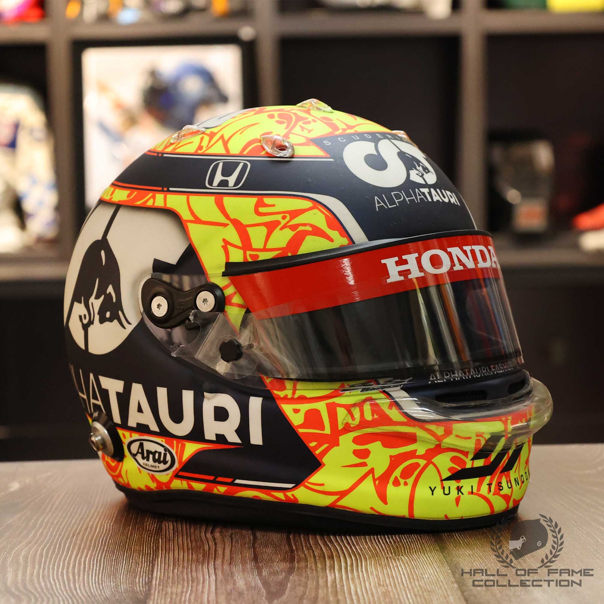 2021 Yuki Tsunoda Mexico & Qatar GP Race Used AlphaTauri F1 Helmet