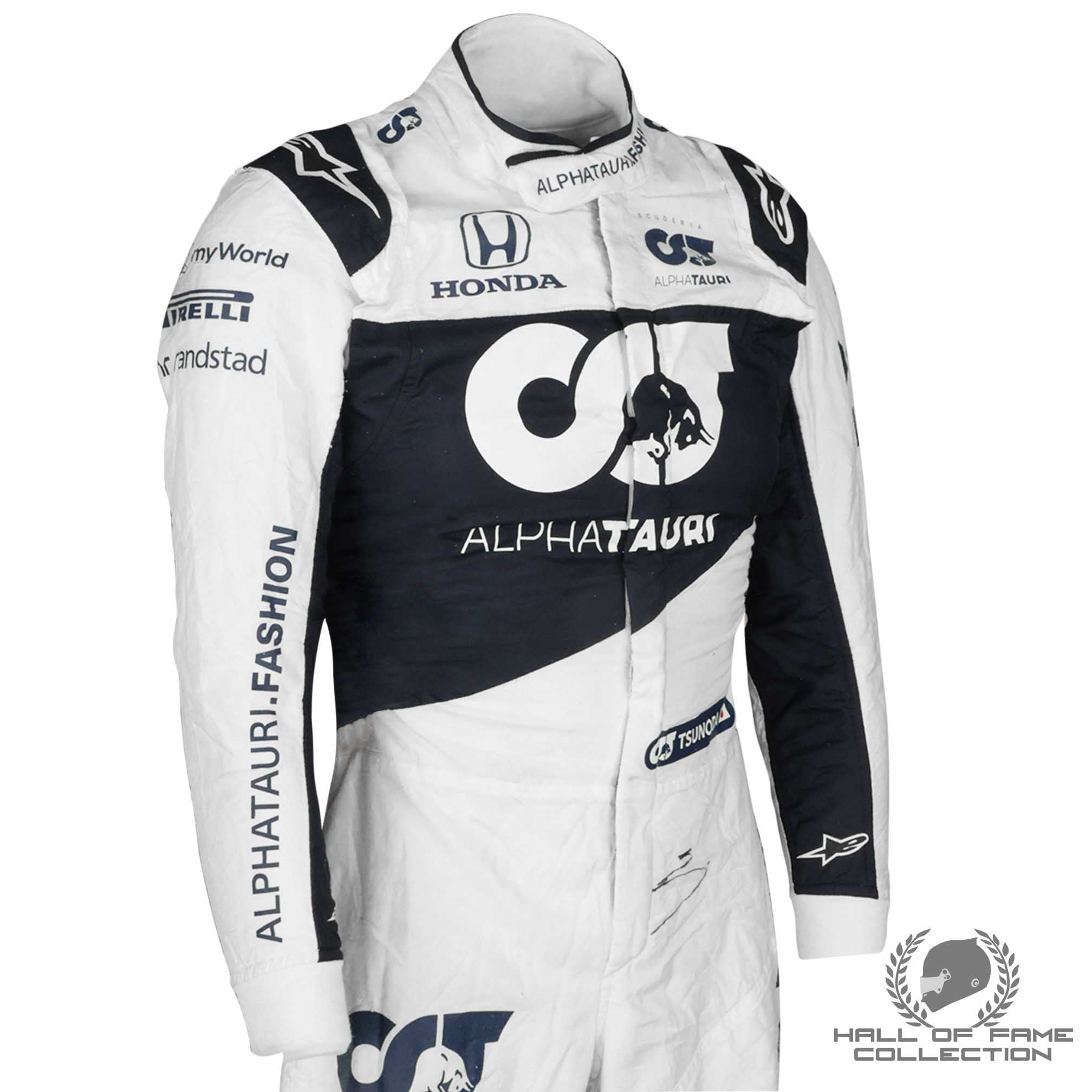 2021 Yuki Tsunoda Signed Race Used Rookie Season AlphaTauri F1 Suit