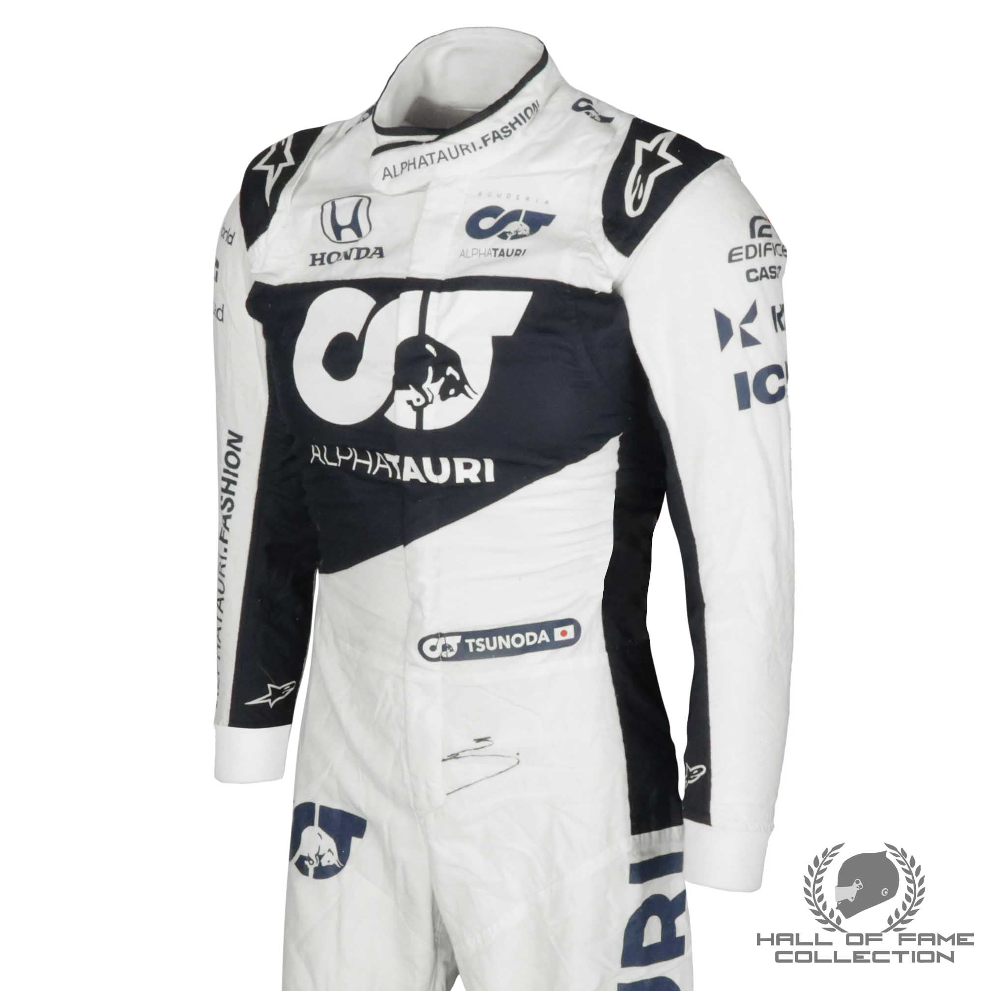 2021 Yuki Tsunoda Signed Race Used Rookie Season AlphaTauri F1 Suit