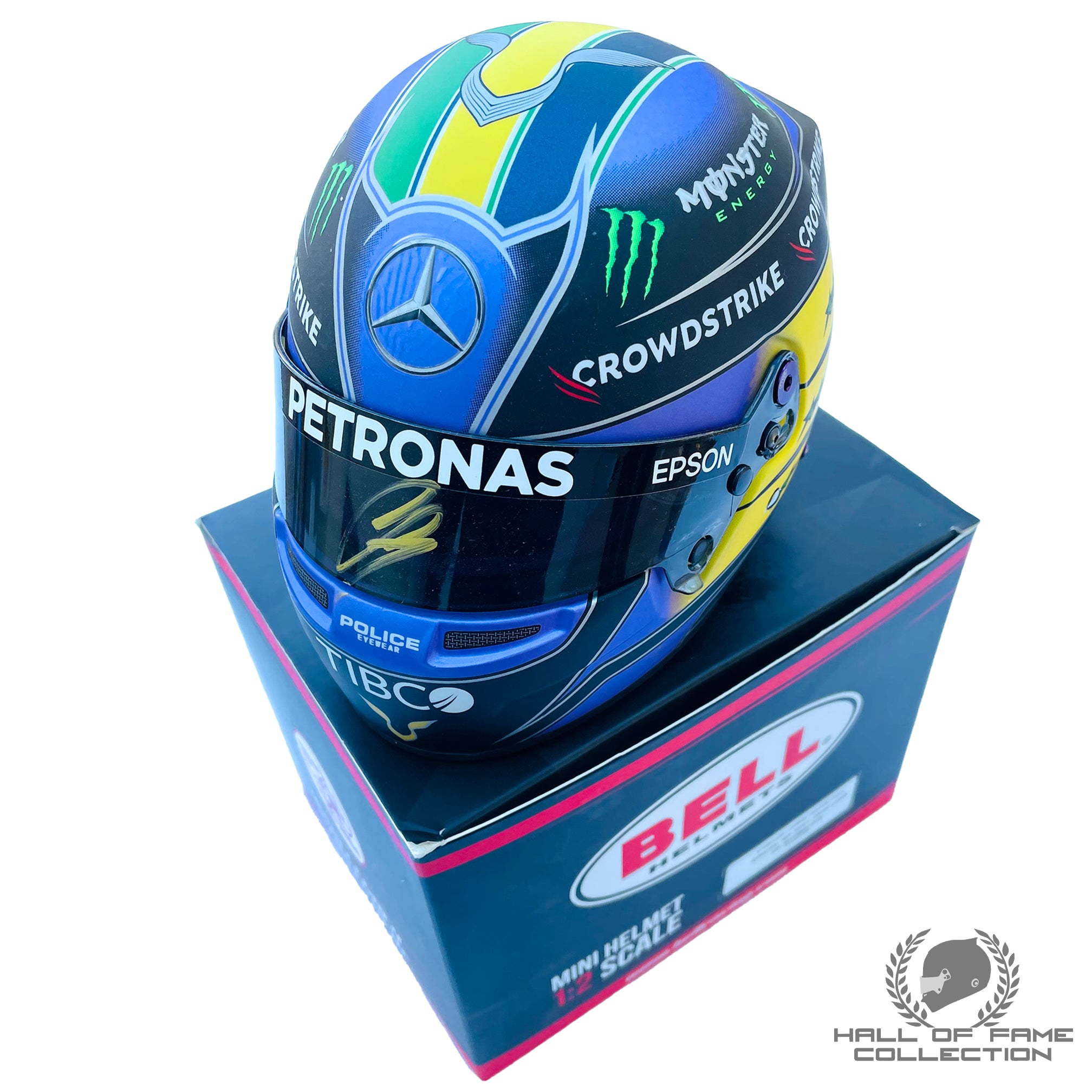 2021 Lewis Hamilton Signed Brazil GP 1/2 Scale Bell Mercedes F1 Helmet