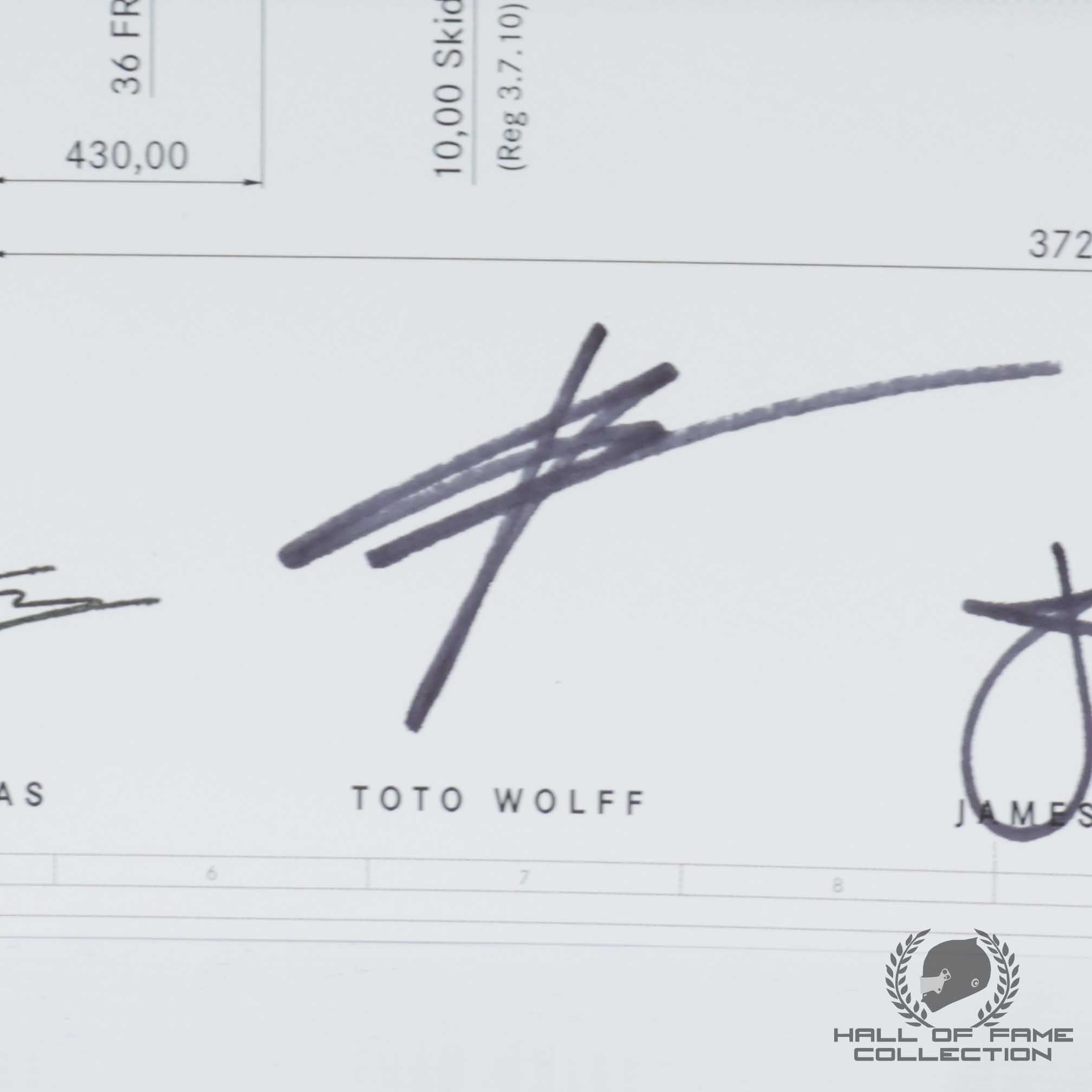 2021 Lewis Hamilton Valtteri Bottas Toto Wolff James Allison Hywel Thomas Signed Mercedes W12 F1 Print