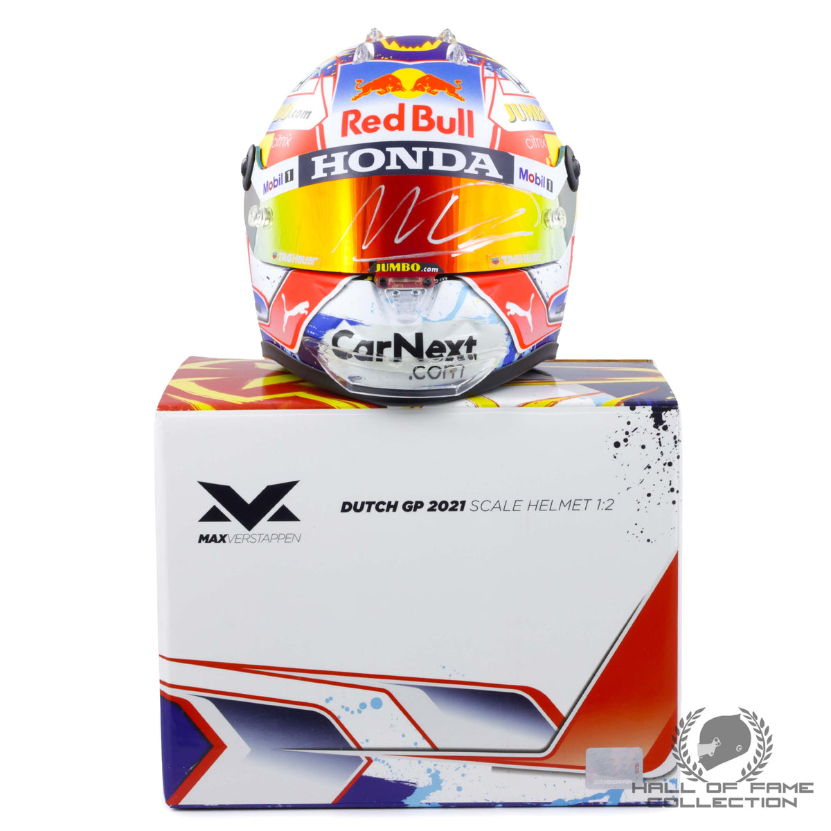 2021 Max Verstappen Signed Dutch GP Red Bull Racing 1:2 F1 Helmet