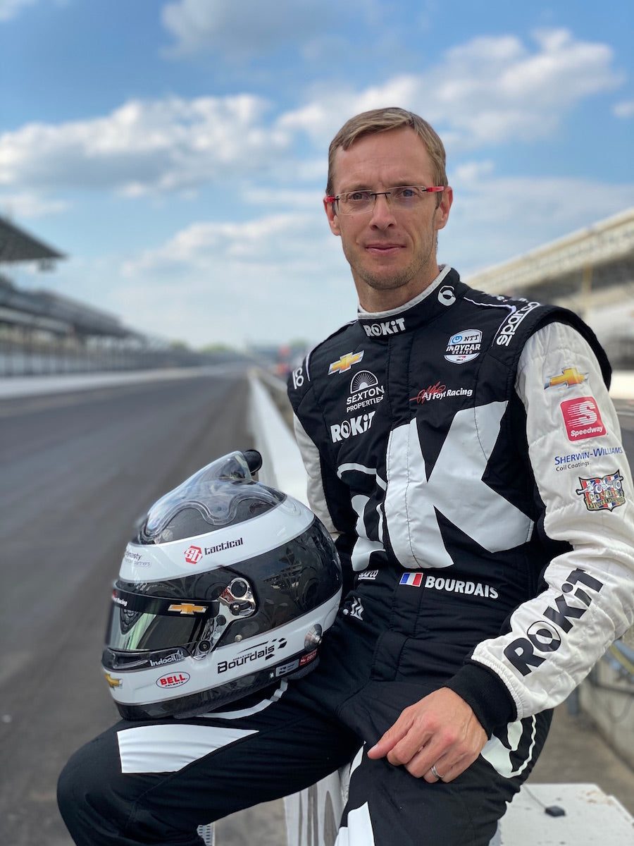 CHARITY AUCTION 2021 Sebastien Bourdais Signed Indy 500 Race Used AJ Foyt Enterprises IndyCar Helmet (Auction Closed)