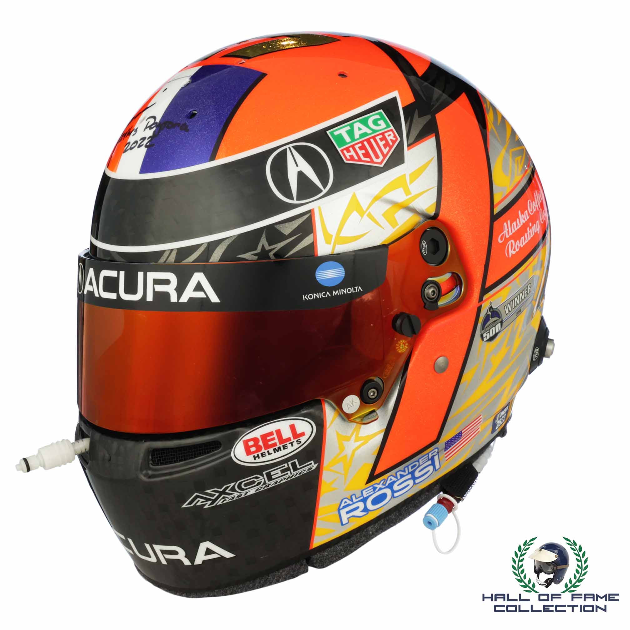 2022 Alexander Rossi Signed Rolex 24hr Used Wayne Taylor Racing IMSA Helmet