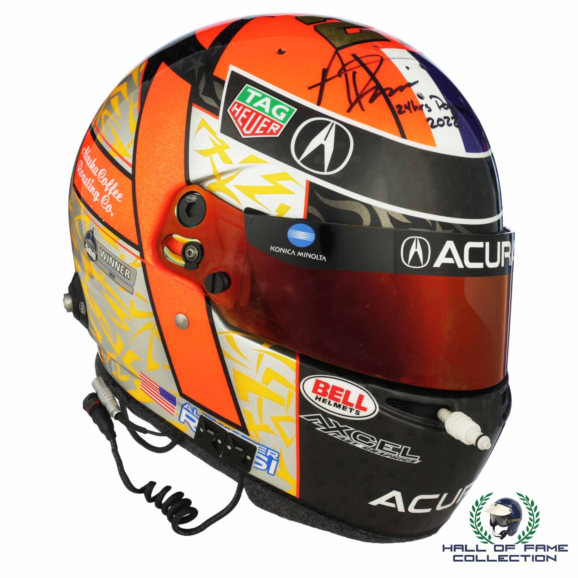 2022 Alexander Rossi Signed Rolex 24hr Used Wayne Taylor Racing IMSA Helmet