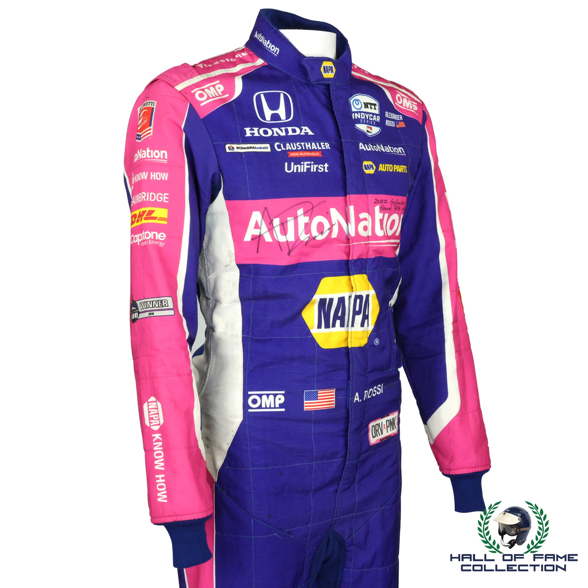 2022 Alexander Rossi Signed Race Winning Gallagher Grand Prix IndyCar Suit