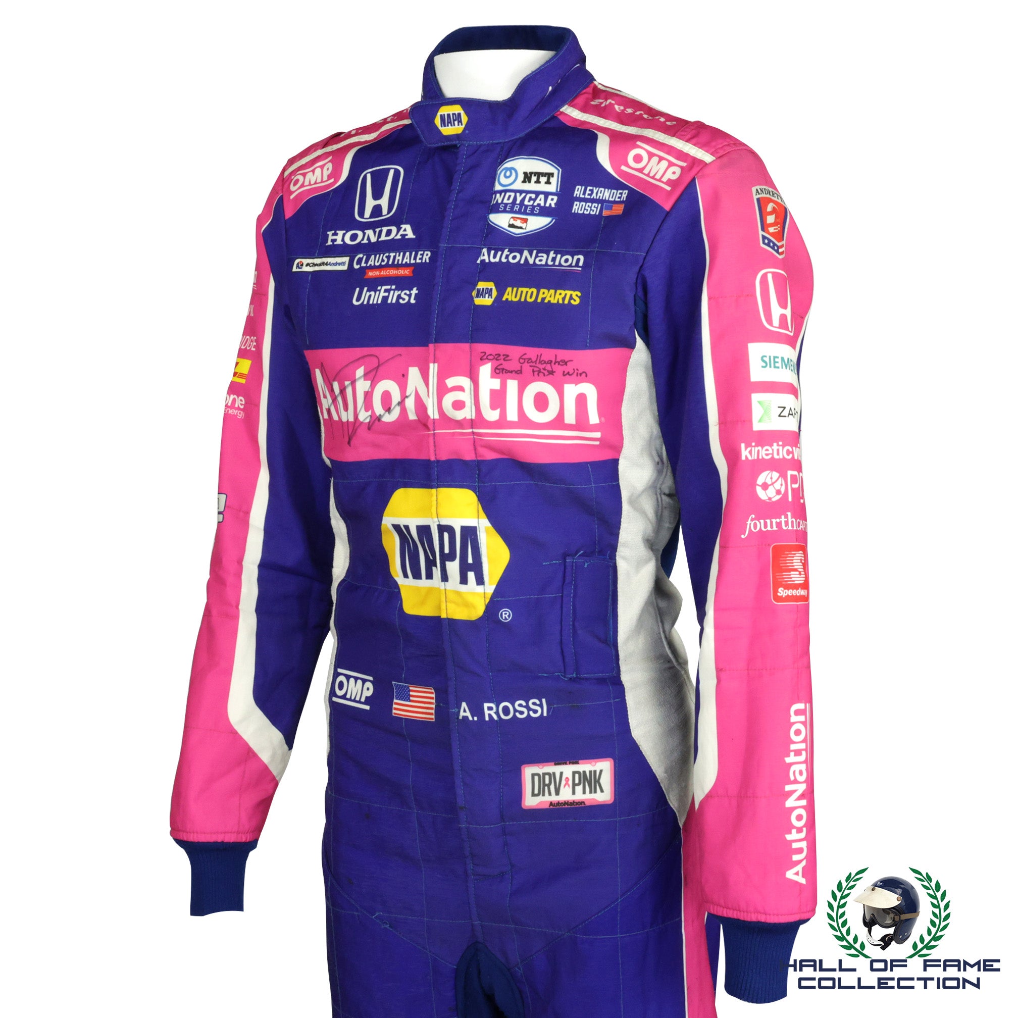 2022 Alexander Rossi Signed Race Winning Gallagher Grand Prix IndyCar Suit