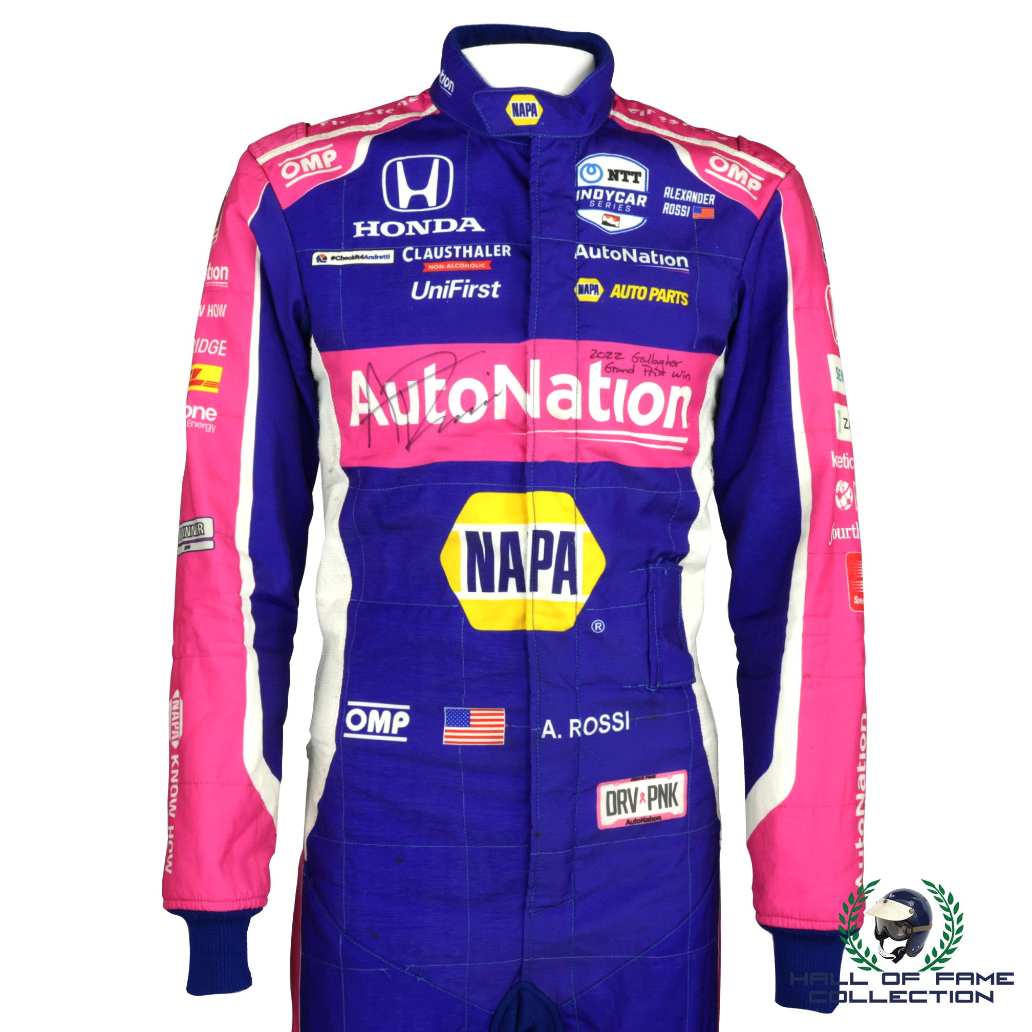 2022 Alexander Rossi Signed Race Winning Gallagher Grand Prix IndyCar Suit