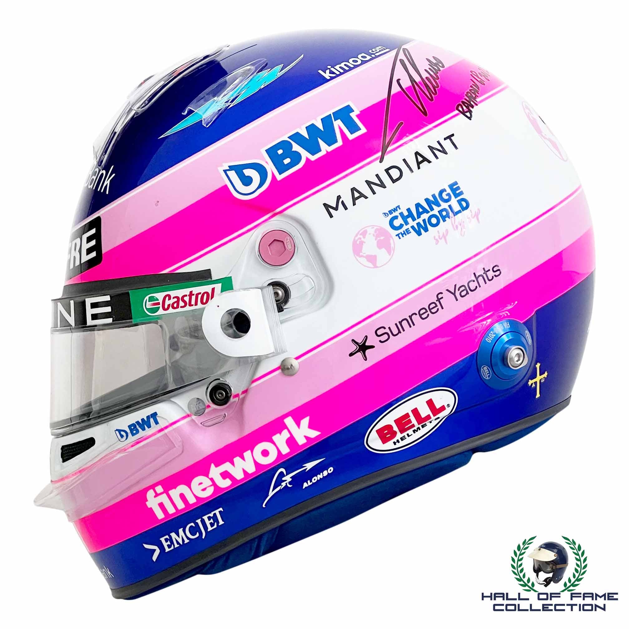 2022 Fernando Alonso Signed Bahrain Race Used Alpine F1 Helmet