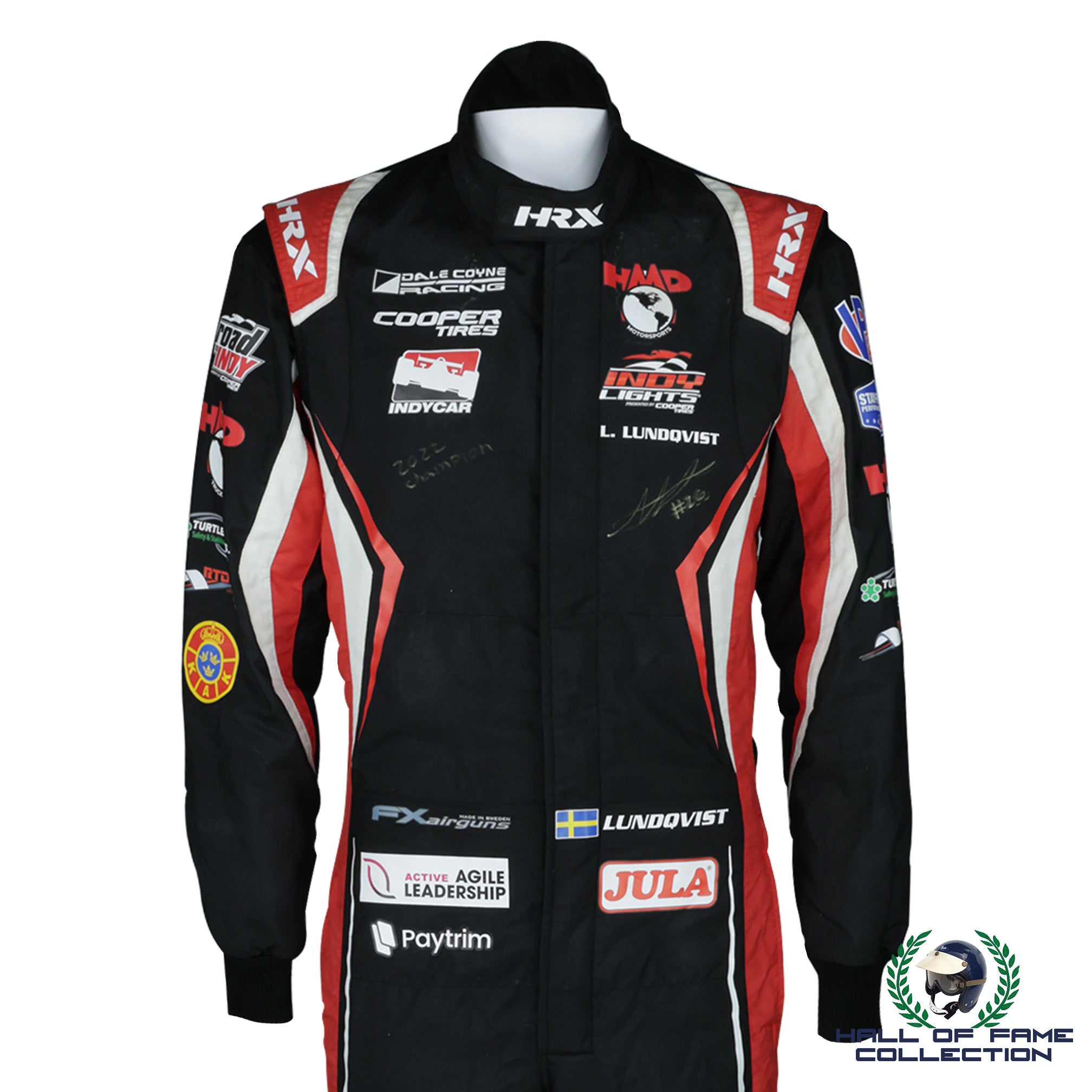 2022 Linus Lunqvist Signed Championship Used HMD Indylights Suit