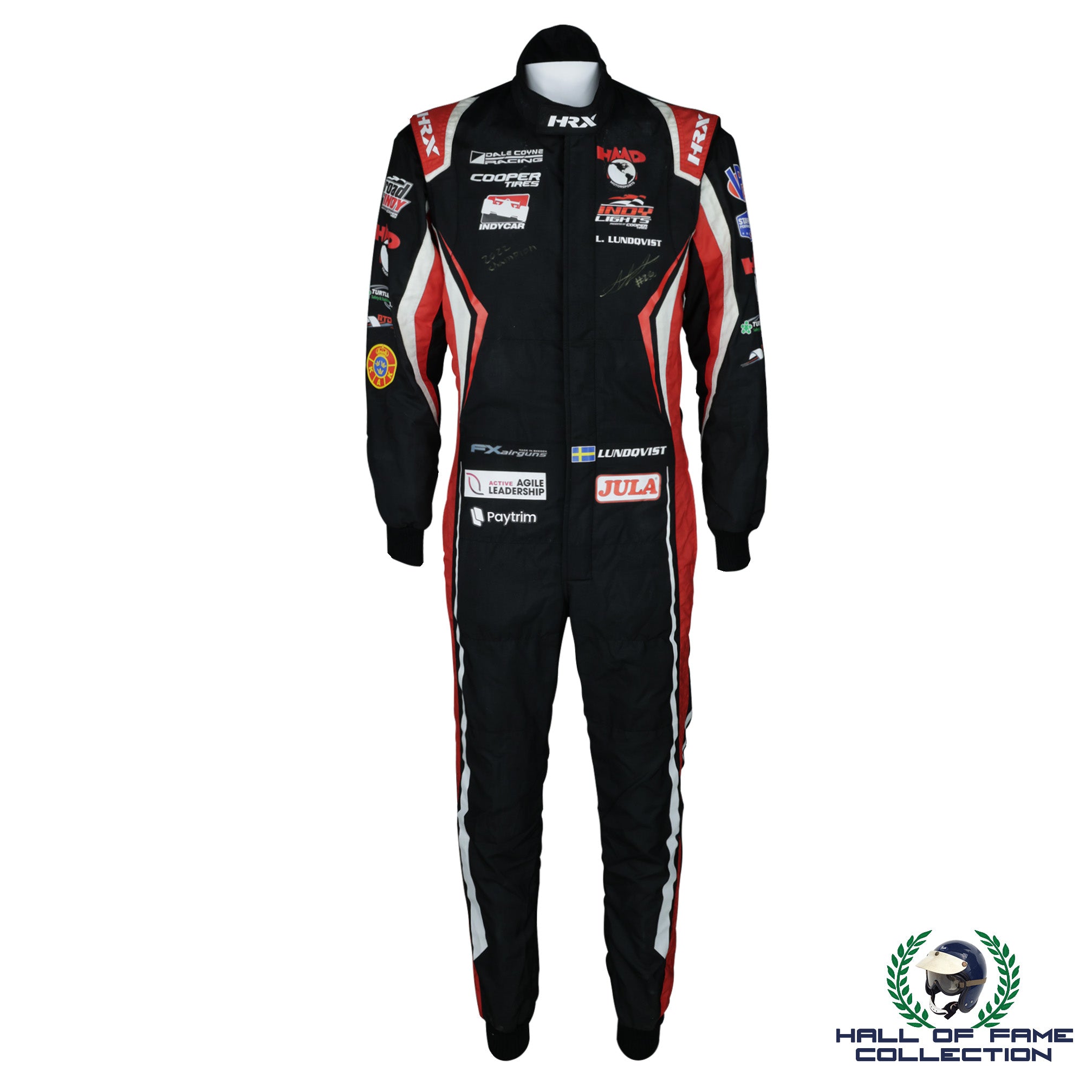 2022 Linus Lunqvist Signed Championship Used HMD Indylights Suit