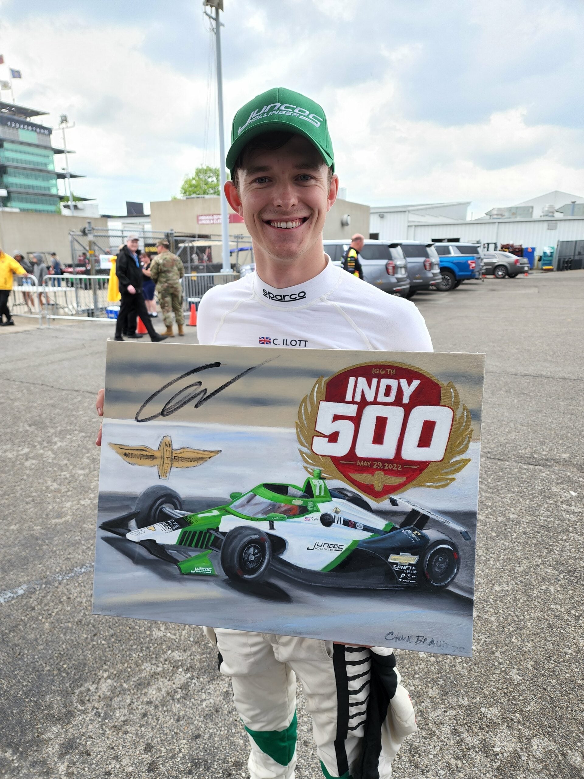 2022 Callum Ilott Signed 106th Indianapolis 500 18 X 24 Original Artwork By Chuck Braud