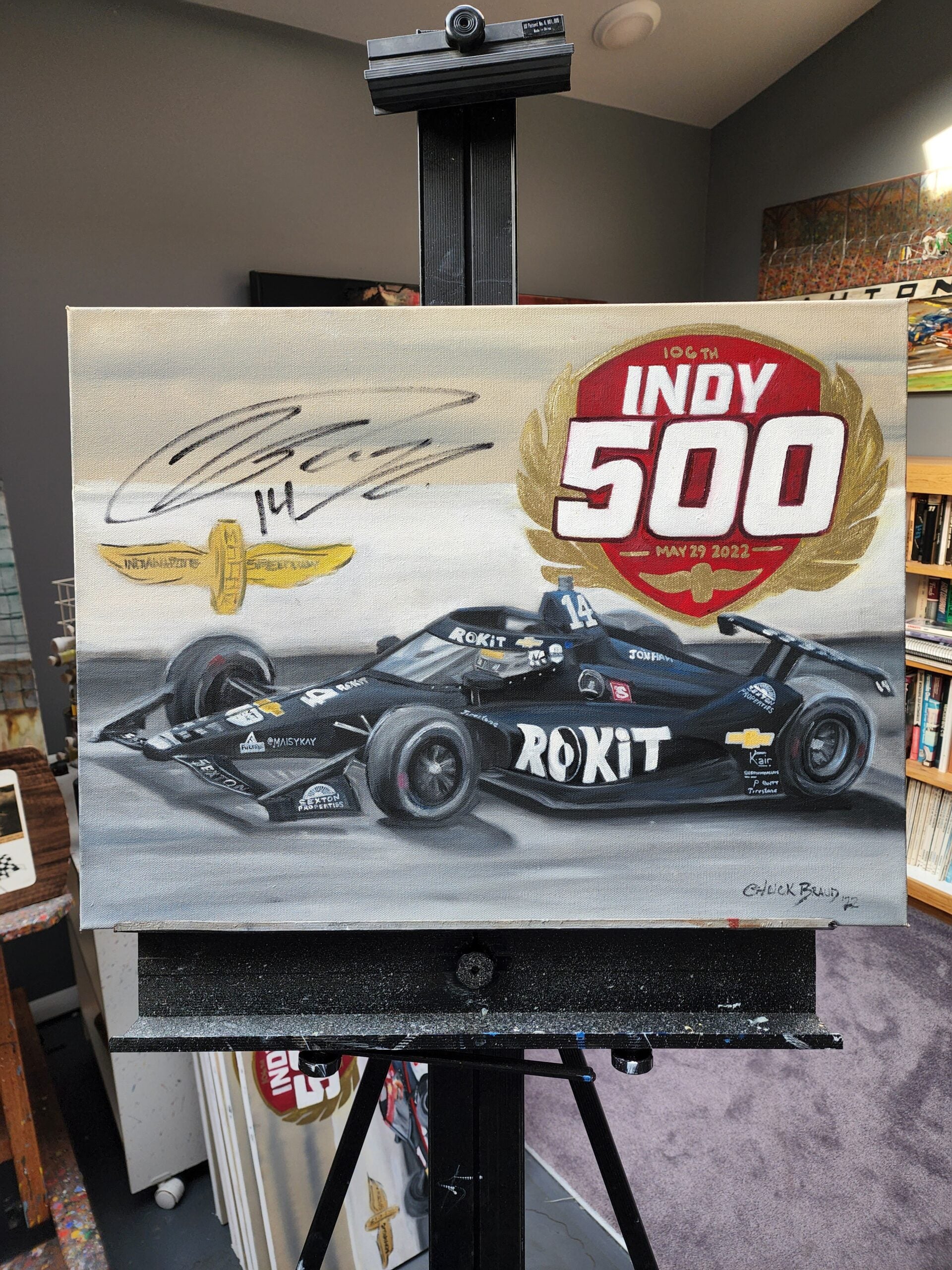 2022 Kyle Kirkwood Signed 106th Indianapolis 500 18 X 24 Original Artwork By Chuck Braud