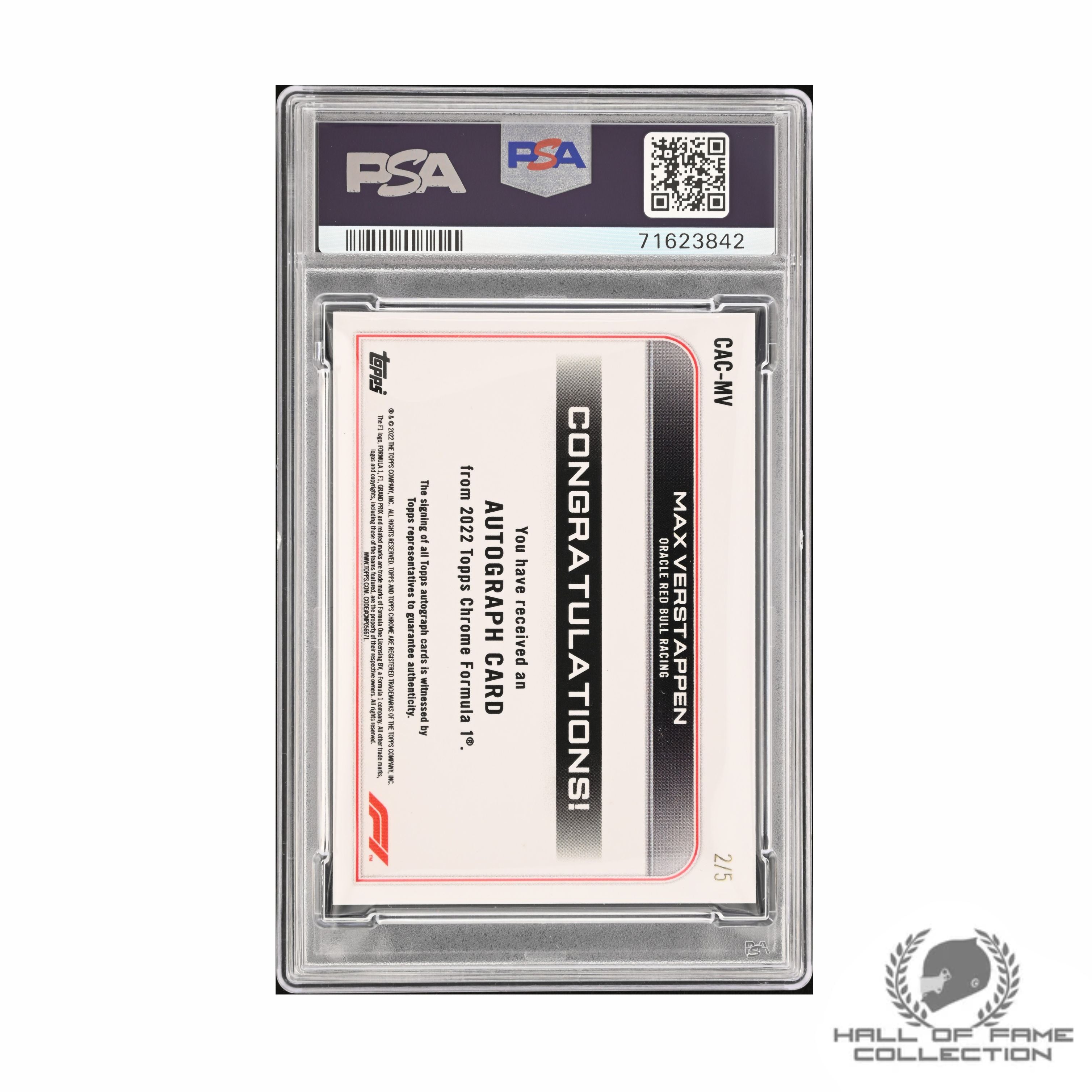 2022 Topps Chrome Formula One Max Verstappen Red Autograph #CACMV