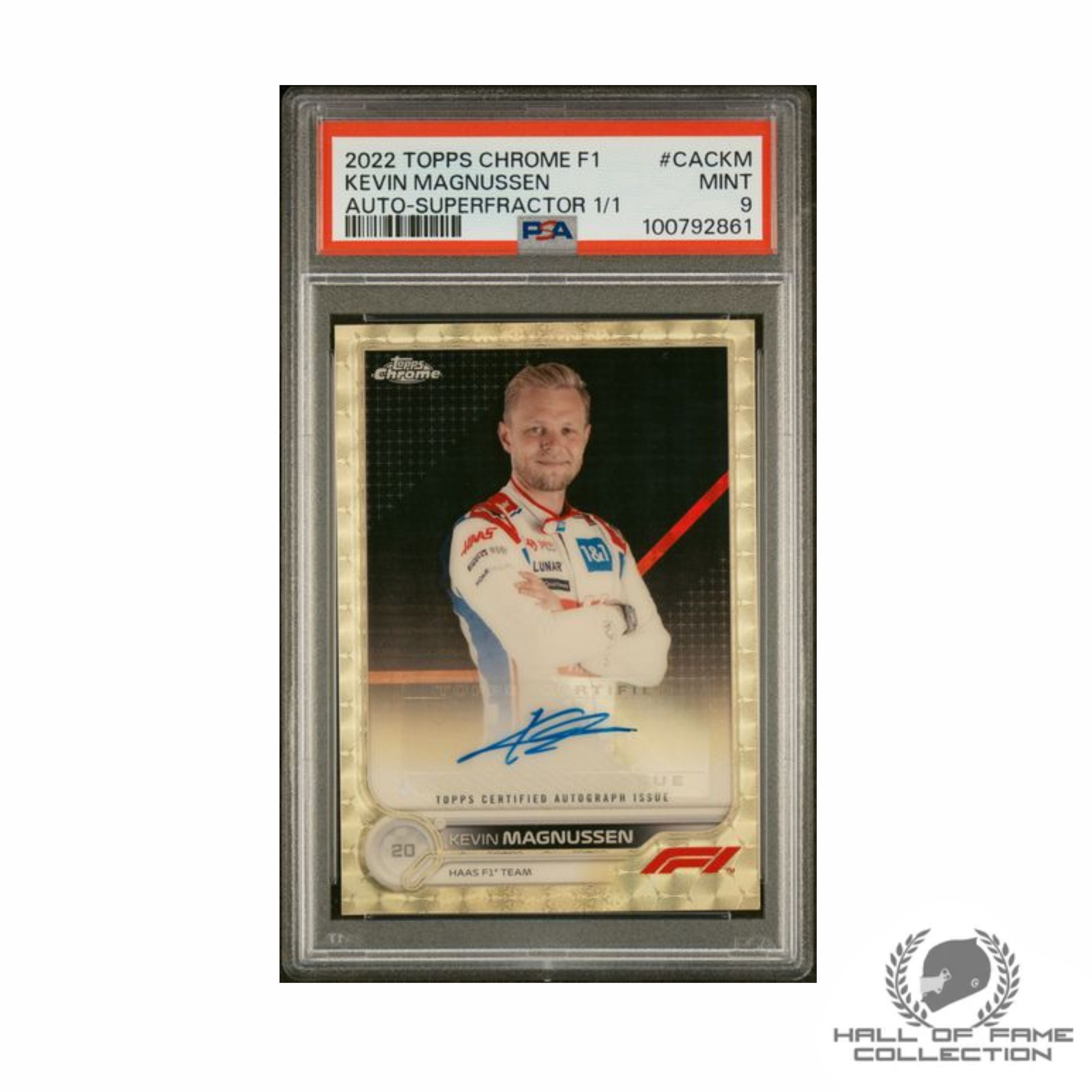 2022 TOPPS CHROME FORMULA 1 CHROME AUTOGRAPHS #CACKM KEVIN MAGNUSSEN AUTO-SUPERFRACTOR 1/1