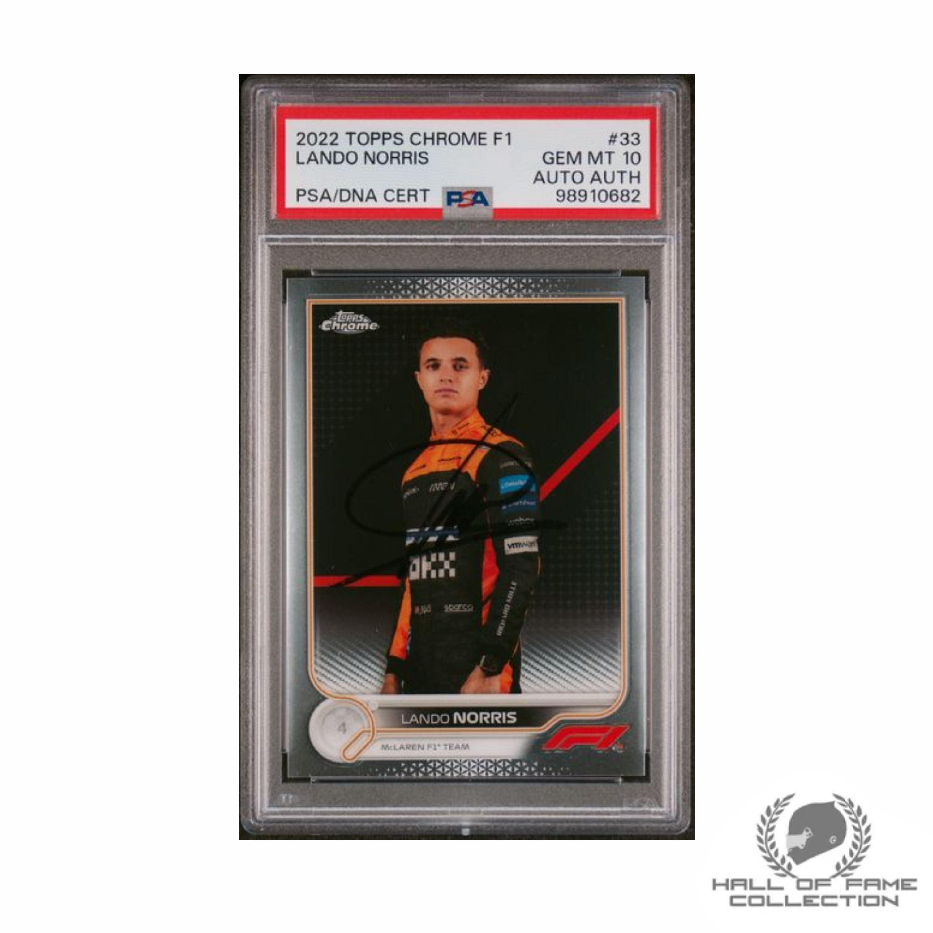 2022 Topps Chrome F1 Lando Norris On-Card Auto GEM MT 10