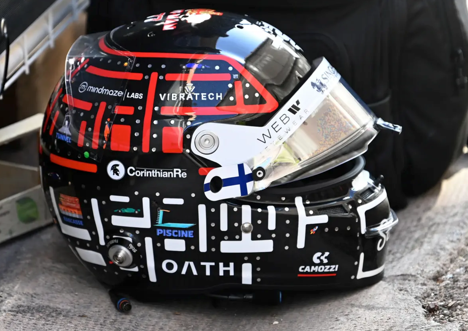 2023 Valtteri Bottas Signed 'Pac-Man' Monaco Used Alfa Romeo F1 Helmet