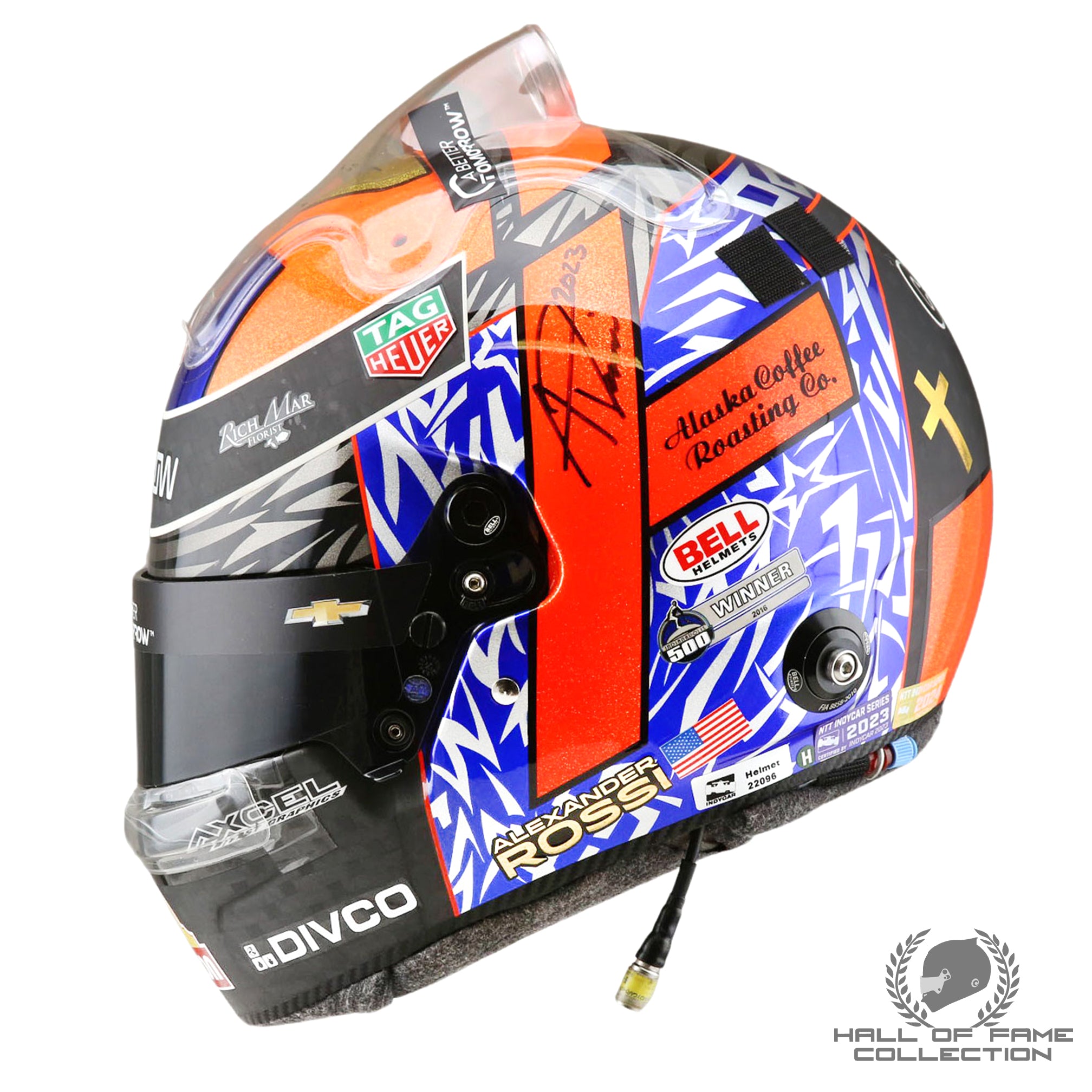 2023 Alexander Rossi Signed Race Used McLaren IndyCar Helmet