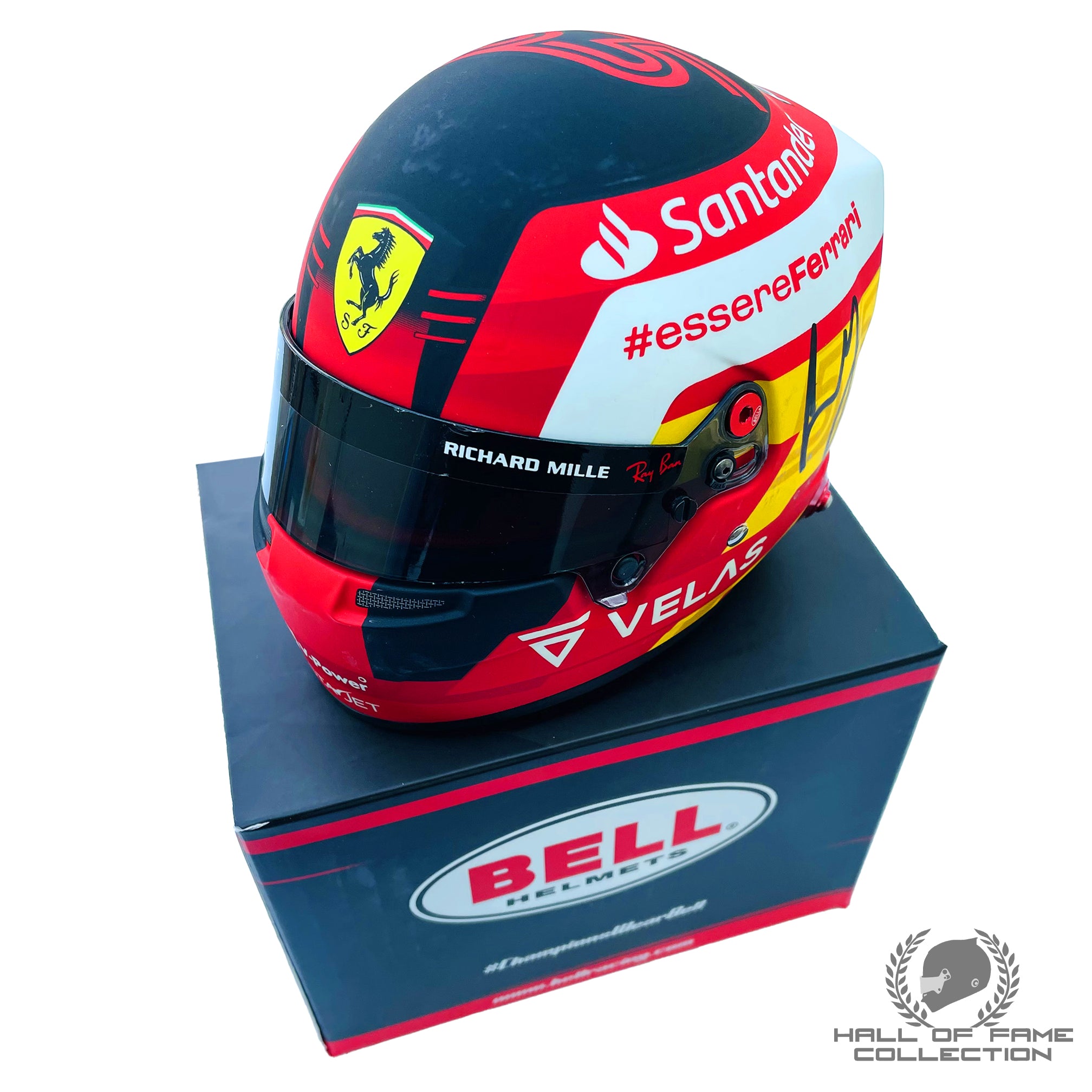 2023 Carlos Sainz Signed 1/2 Scale Bell Scuderia Ferrari F1 Helmet