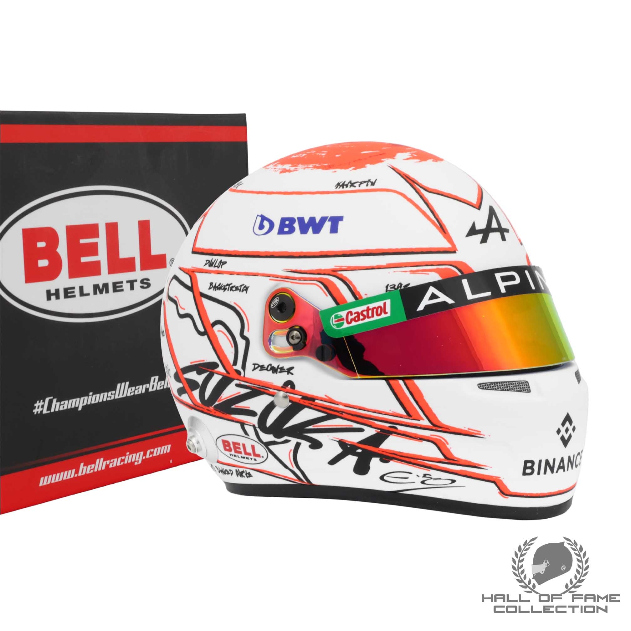2023 Esteban Ocon Signed 1:2 Scale Bell Alpine Japanese GP F1 Helmet