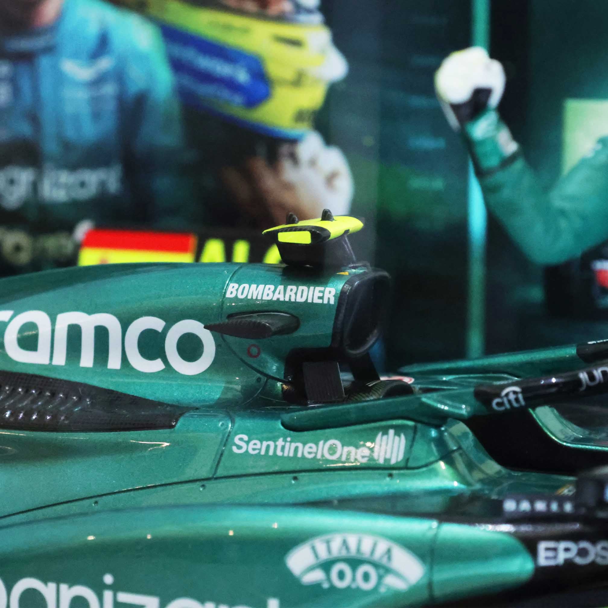 2023 Fernando Alonso Signed Saudi Arabian GP 100th Career Podium Aston Martin 1:18 F1 Model Car