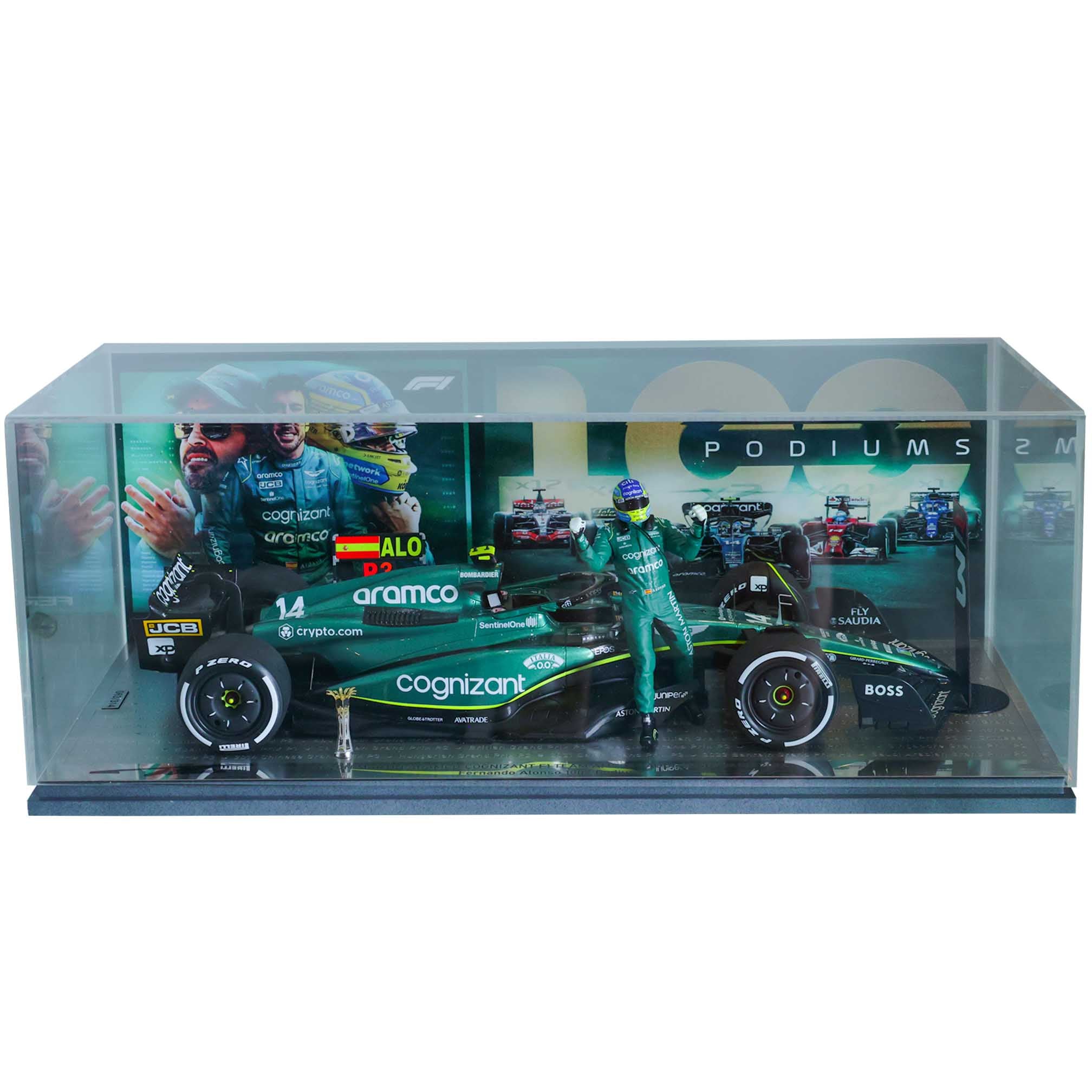 2023 Fernando Alonso Signed Saudi Arabian GP 100th Career Podium Aston Martin 1:18 F1 Model Car