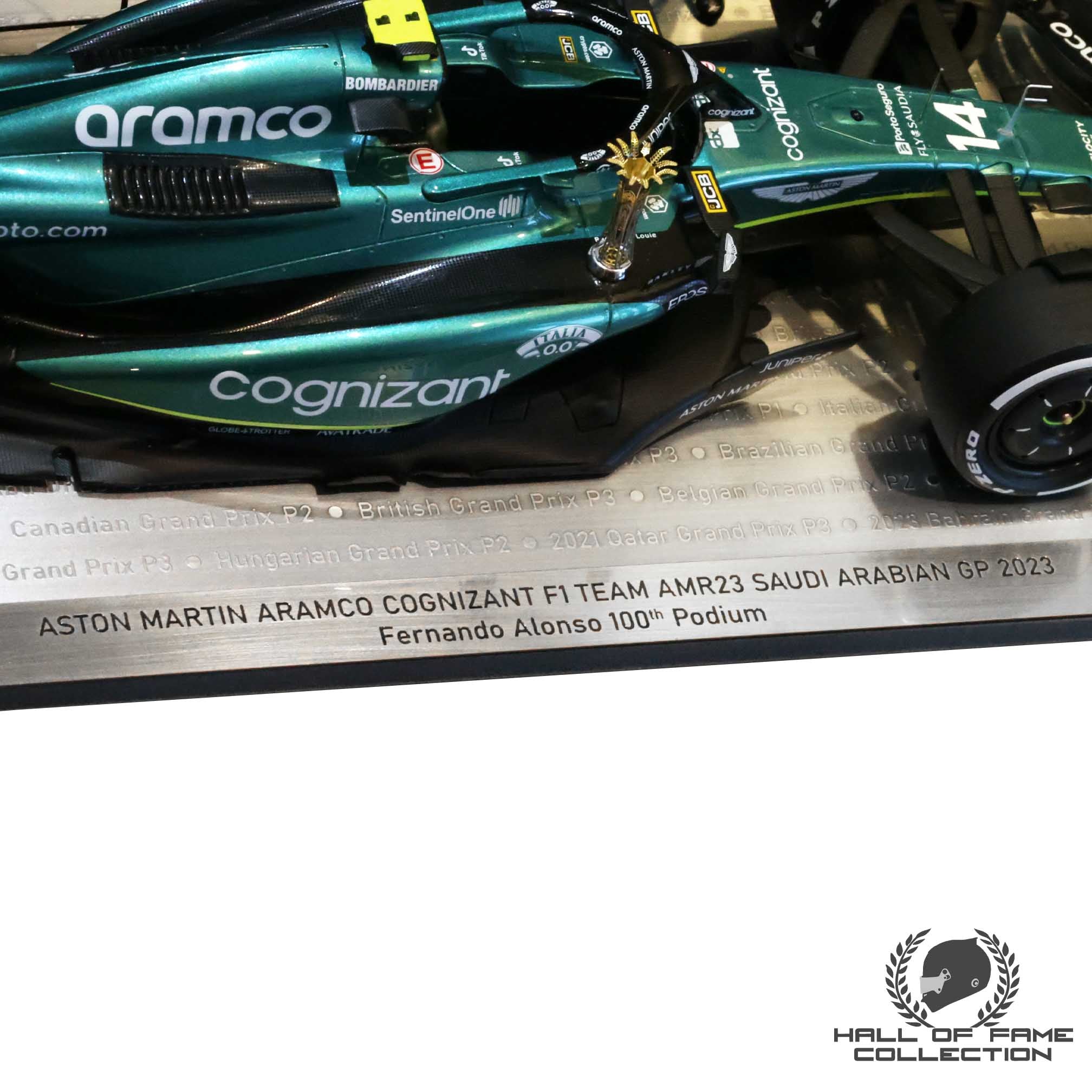 2023 Fernando Alonso Signed Saudi Arabian GP 100th Career Podium Aston Martin 1:18 F1 Model Car