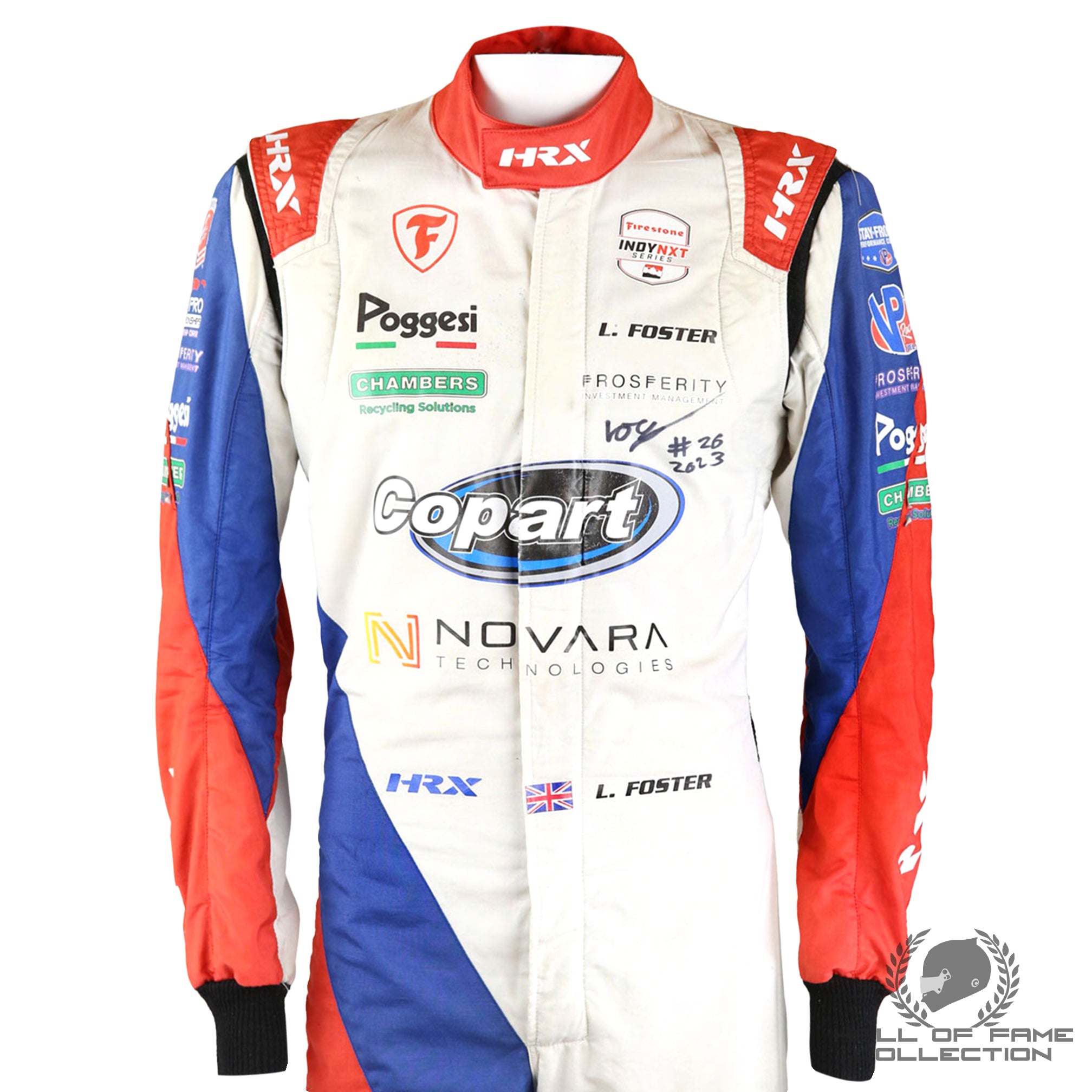 2023 Louis Foster Signed Race Winning Mid-Ohio Used Andretti Autosport Indy NXT Suit