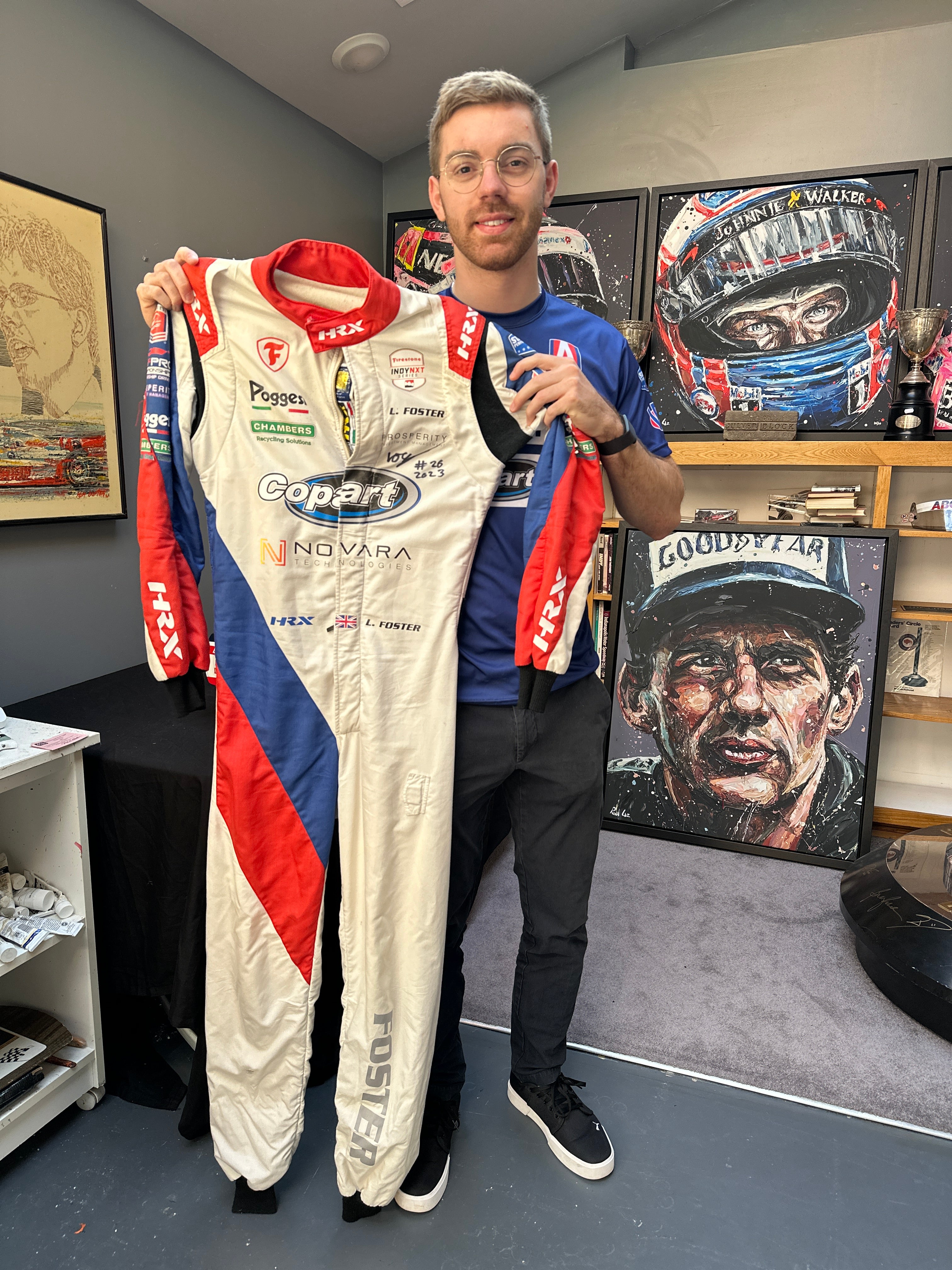 2023 Louis Foster Signed Race Winning Mid-Ohio Used Andretti Autosport Indy NXT Suit