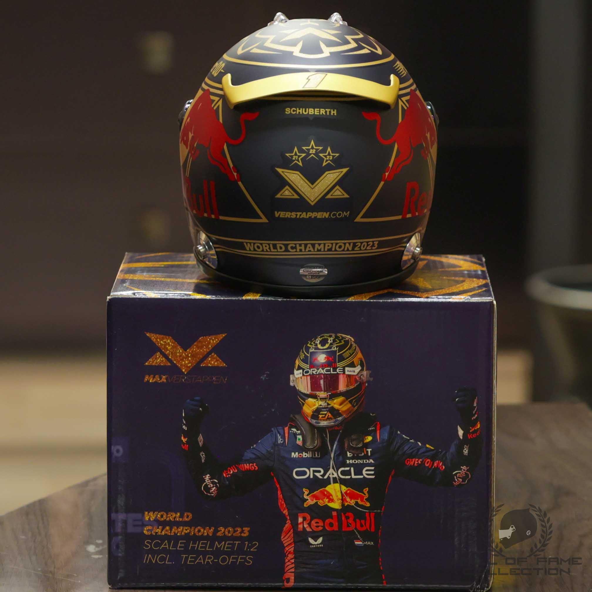2023 Max Verstappen Signed World Champion Red Bull Racing 1:2 Scale F1 Helmet