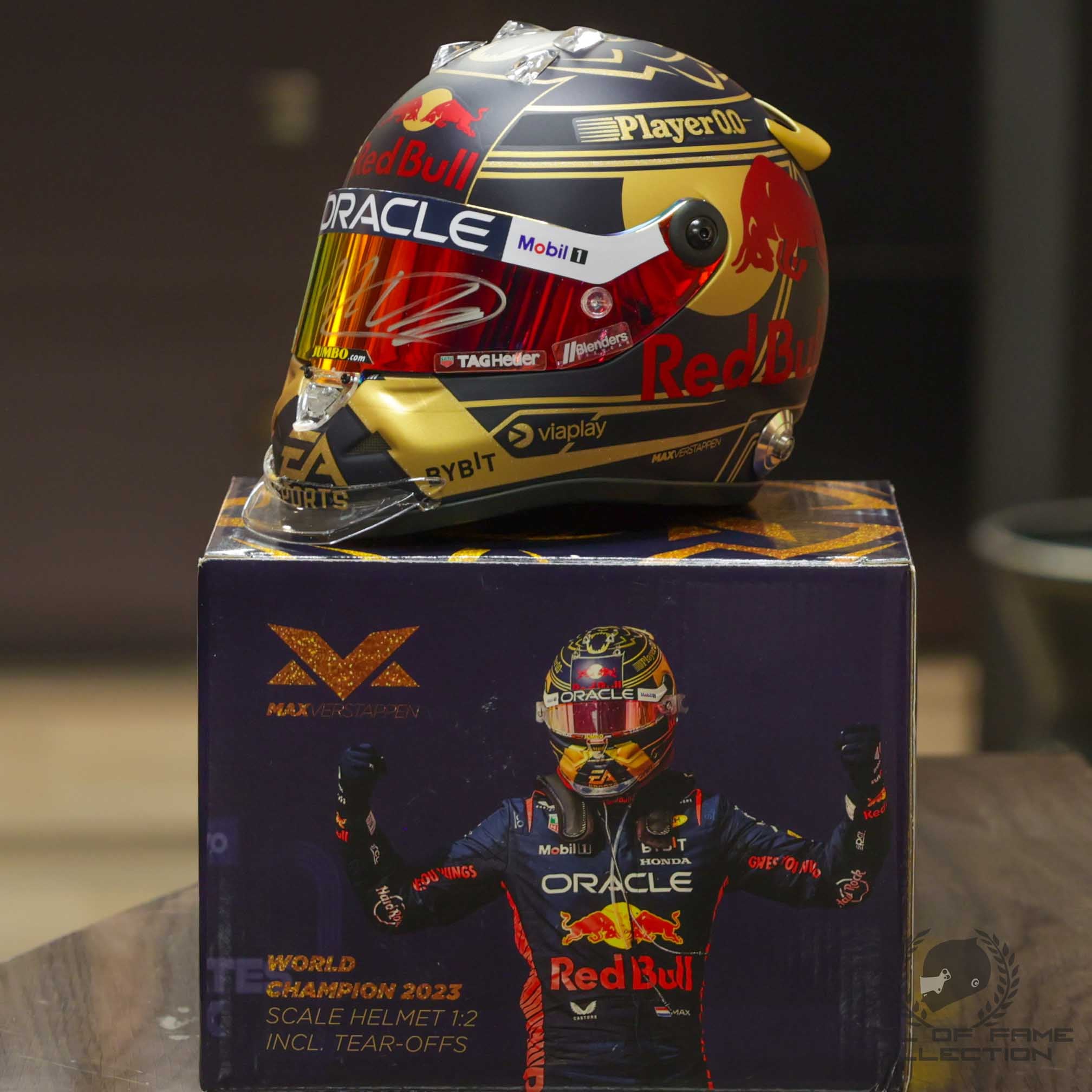 2023 Max Verstappen Signed World Champion Red Bull Racing 1:2 Scale F1 Helmet