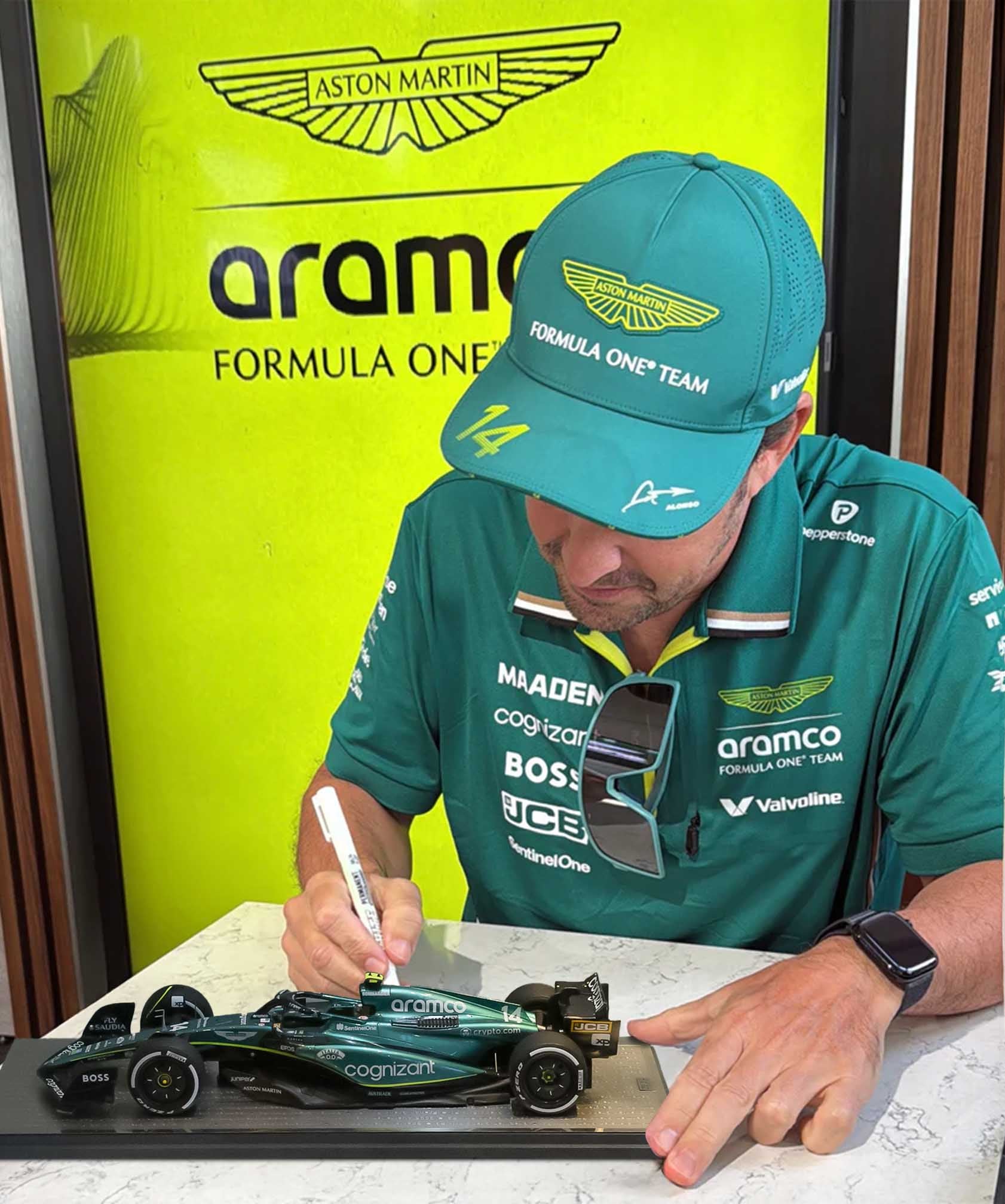 2023 Fernando Alonso Signed Saudi Arabian GP 100th Career Podium Aston Martin 1:18 F1 Model Car