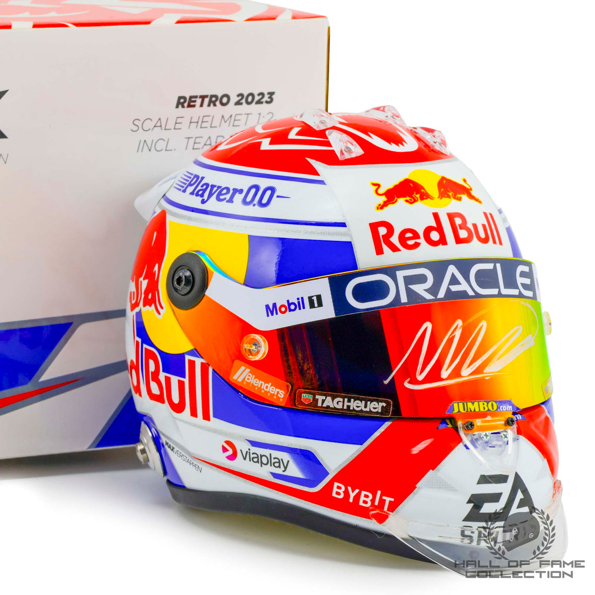 2023 Max Verstappen Signed Retro Red Bull Racing 1:2 Scale F1 Helmet