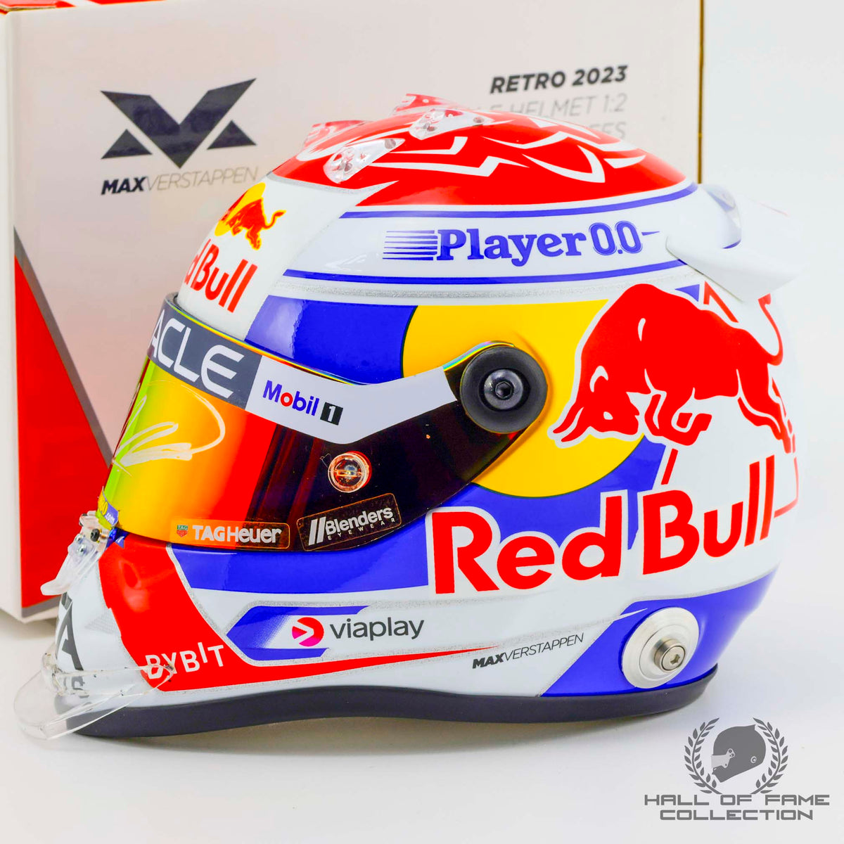2023 Max Verstappen Signed Retro Red Bull Racing 1:2 Scale F1 Helmet