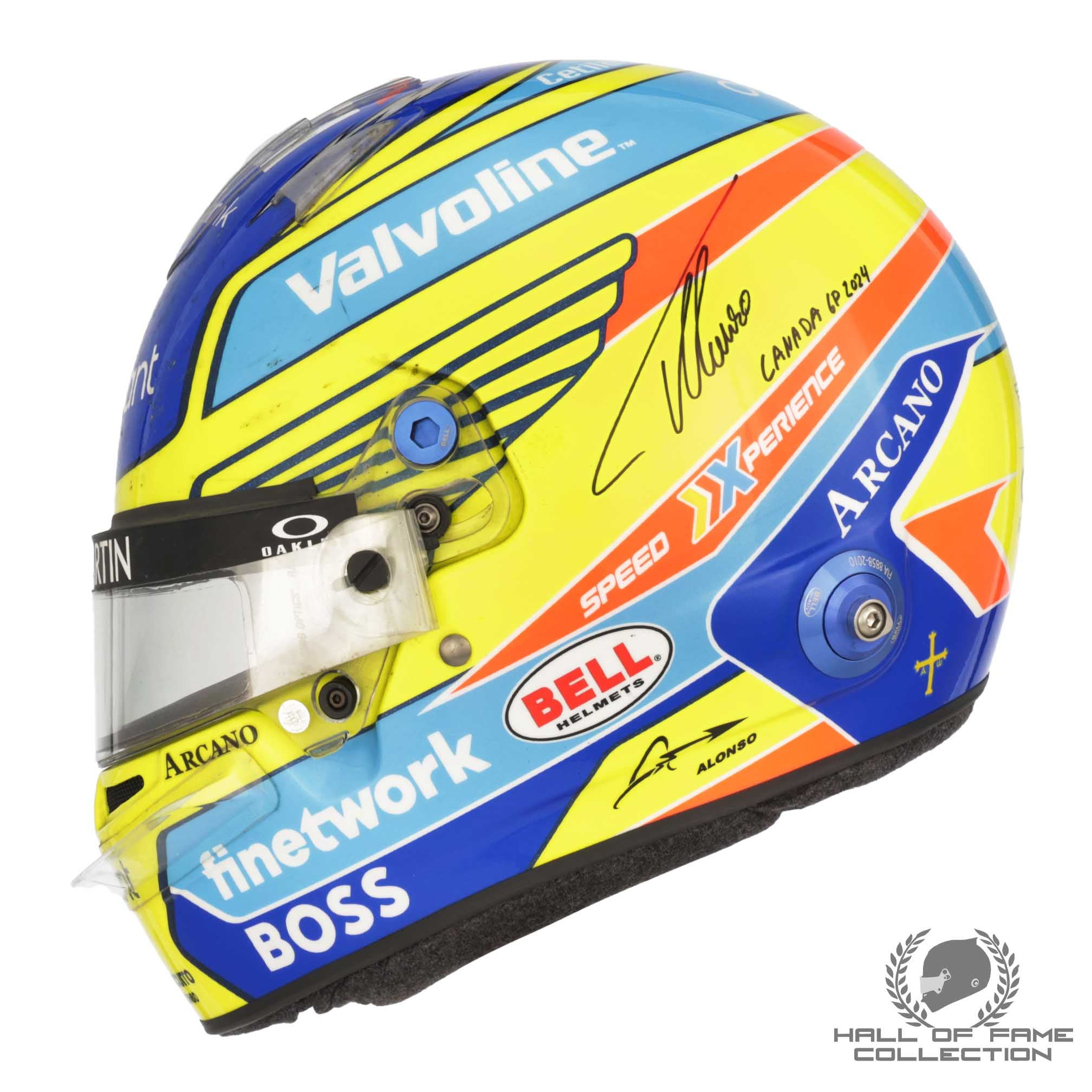 2024 Fernando Alonso Signed Canadian Grand Prix Race Used Aston Martin F1 Helmet