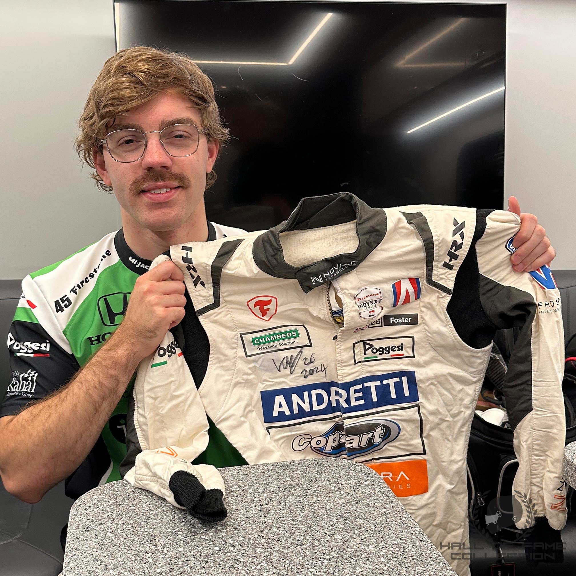 2024 Louis Foster Signed Race Used Andretti Global Indy NXT Suit