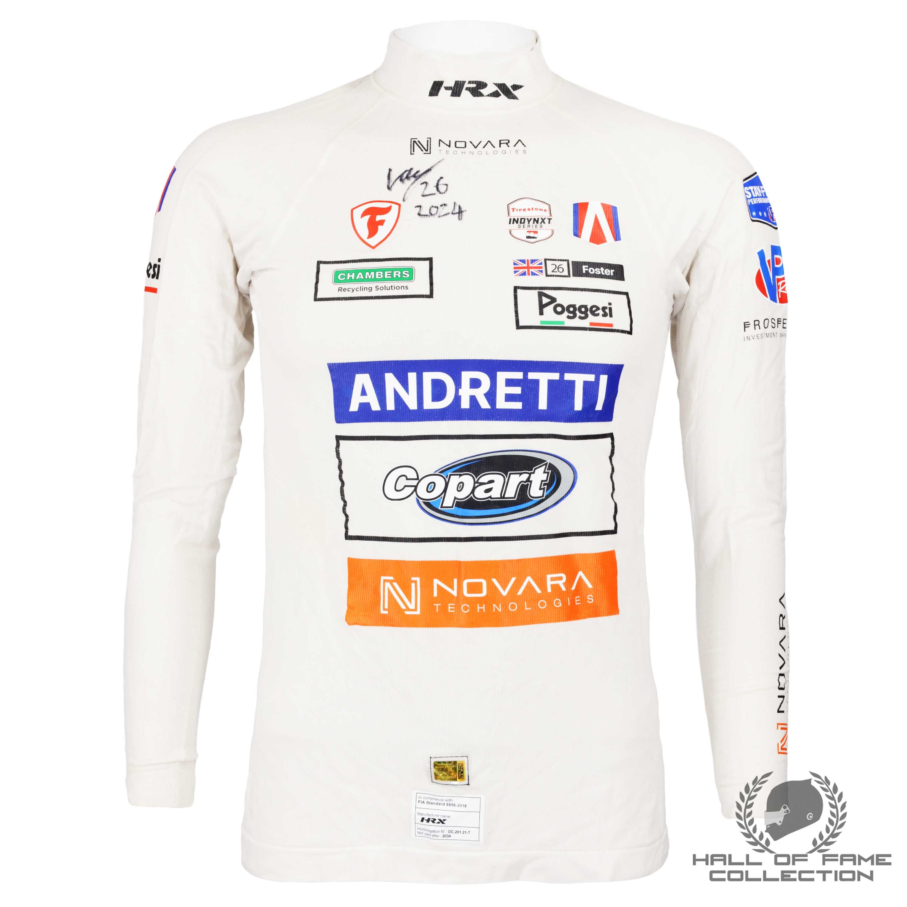 2024 Louis Foster Signed Race Used Andretti Global Indy NXT Nomex