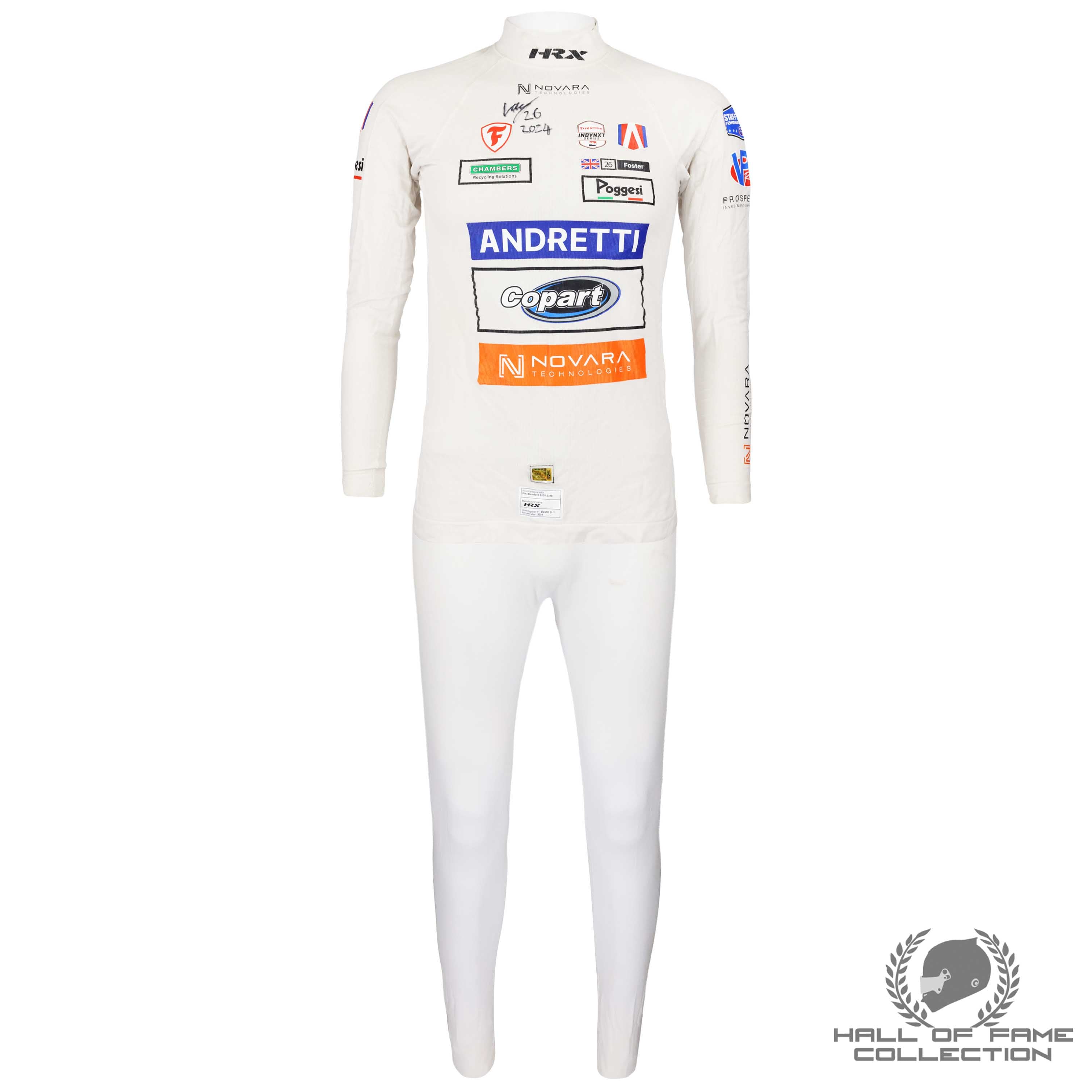 2024 Louis Foster Signed Race Used Andretti Global Indy NXT Nomex